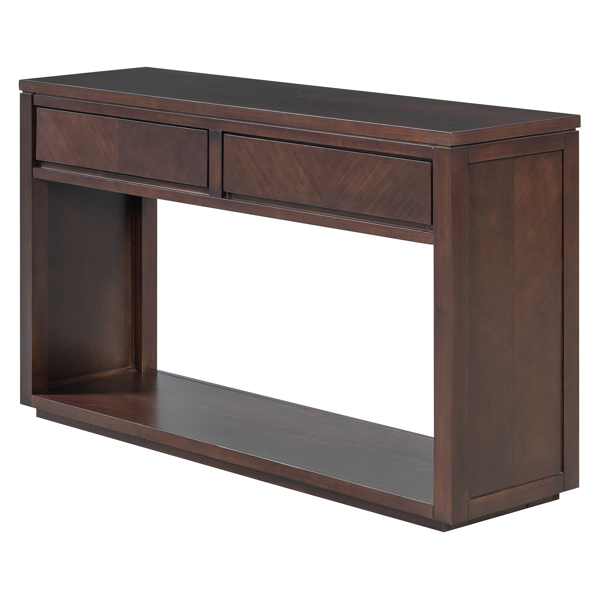 TREXM 55' Console Table, Rustic Wooden Entryway Table with Storage Drawers and Open Shelf, Elegant Sofa Table for Hallway and Living Room (Espresso)
