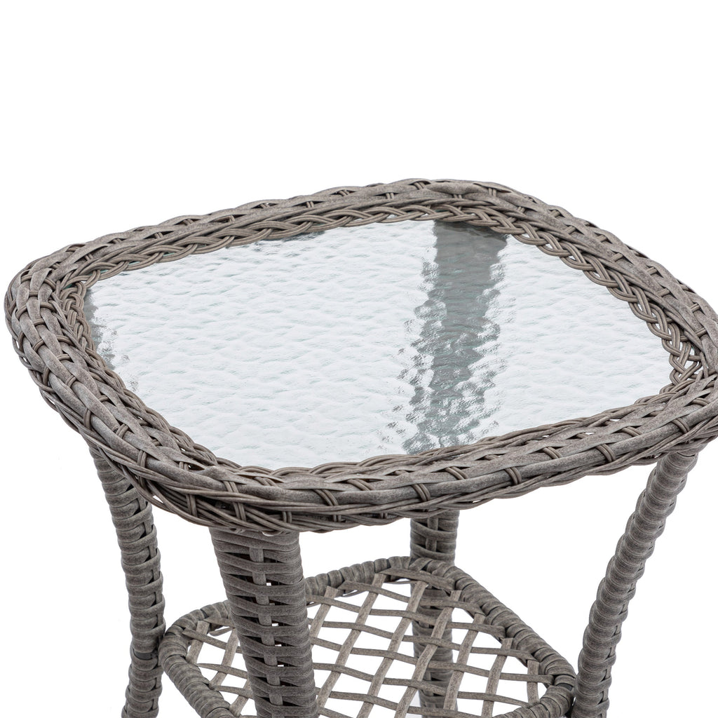 3 Pieces Outdoor Swivel Rocker Patio Chairs, 360 Degree Rocking Patio Conversation Set with Thickened Cushions and Glass Coffee Table for Backyard, Khaki