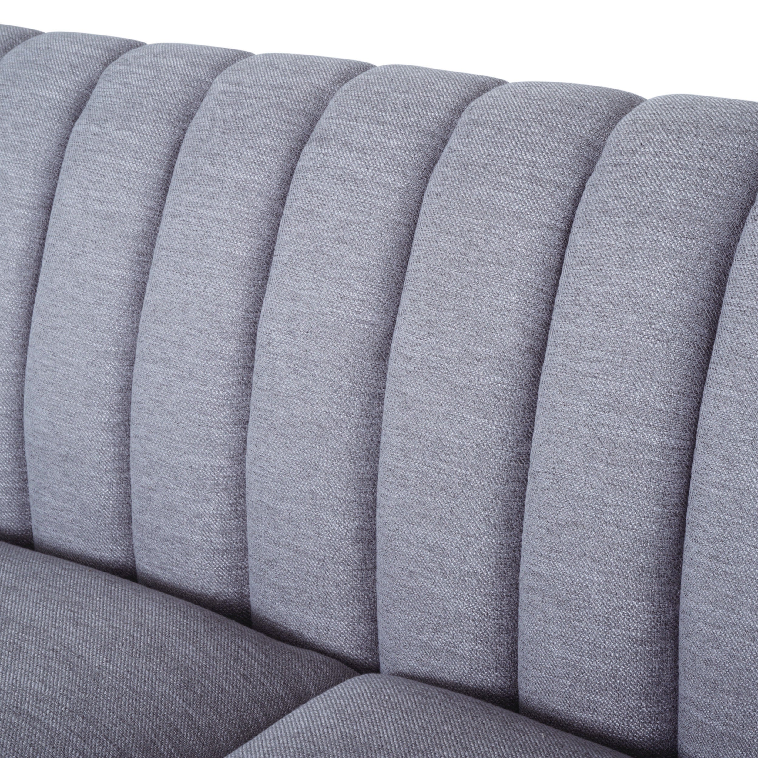 Contemporary 3-Seater Sofa with Plush Accents and Button Tufted Diamond Stitching in Grey Fabric