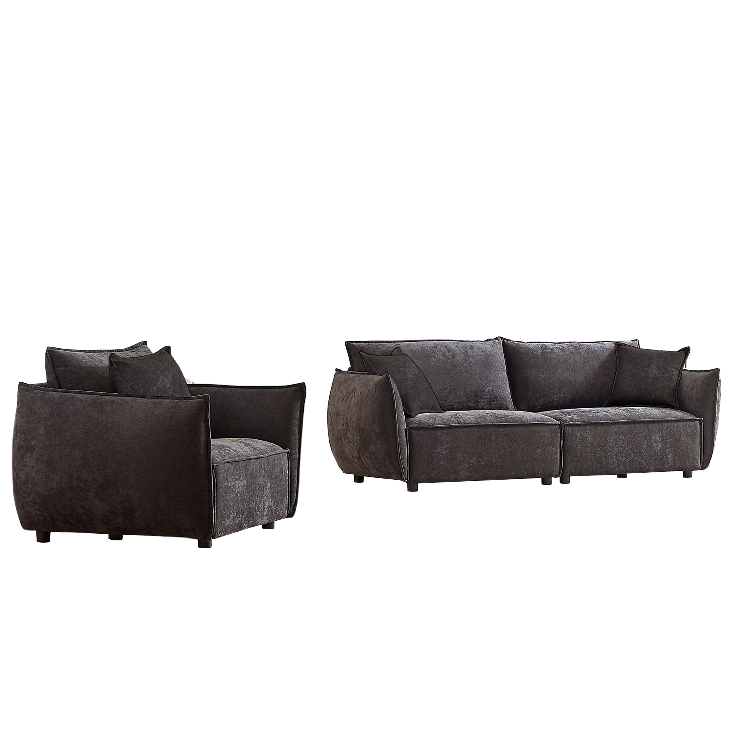 3-Seater + 1-Seater Combo Sofa Modern Living Room Sofa, Linen Fabric Sofa, Wooden Frame with 3 Pillows, Apartment Sofa Furniture