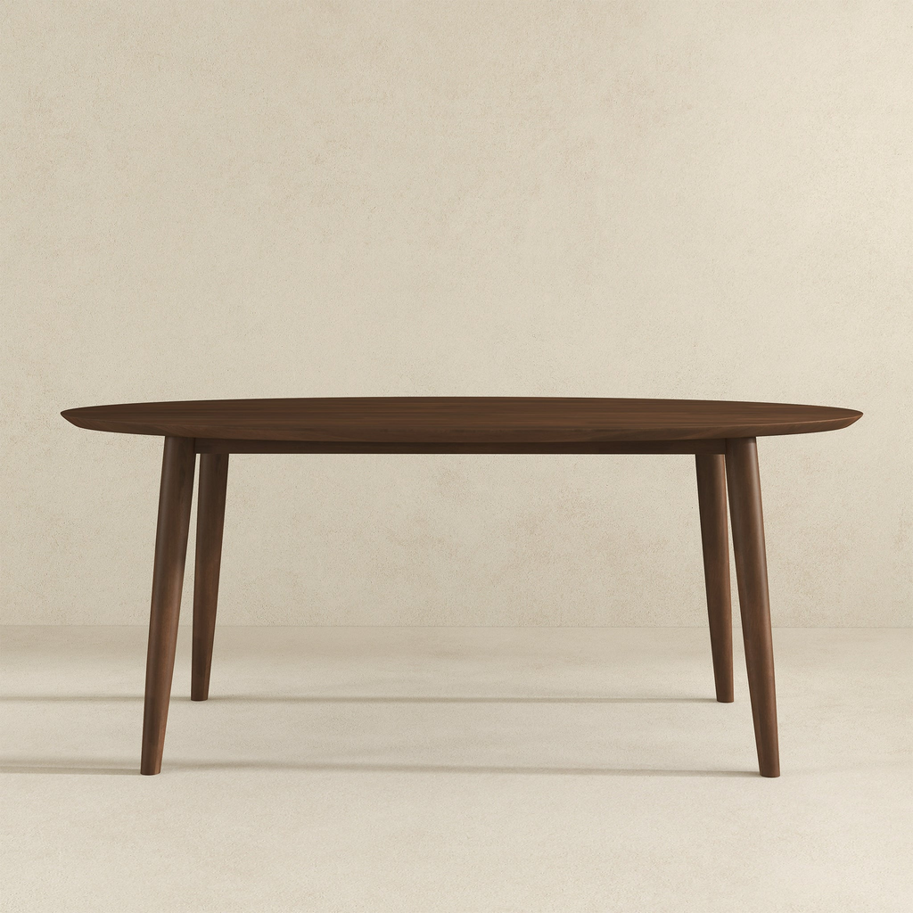 Ada Mid Century Modern Solid Wood Walnut Oval Dining Table for Dining Room or Kitchen 29.5'H x 35.4'D x 66.9'W Kitchen Dining Room Dinner Pedestal Table,Space Saving Wood Kitchen & Dining Room