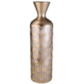 22" Tall Polyresin Decorative Vase, Weave Rose Gold Design