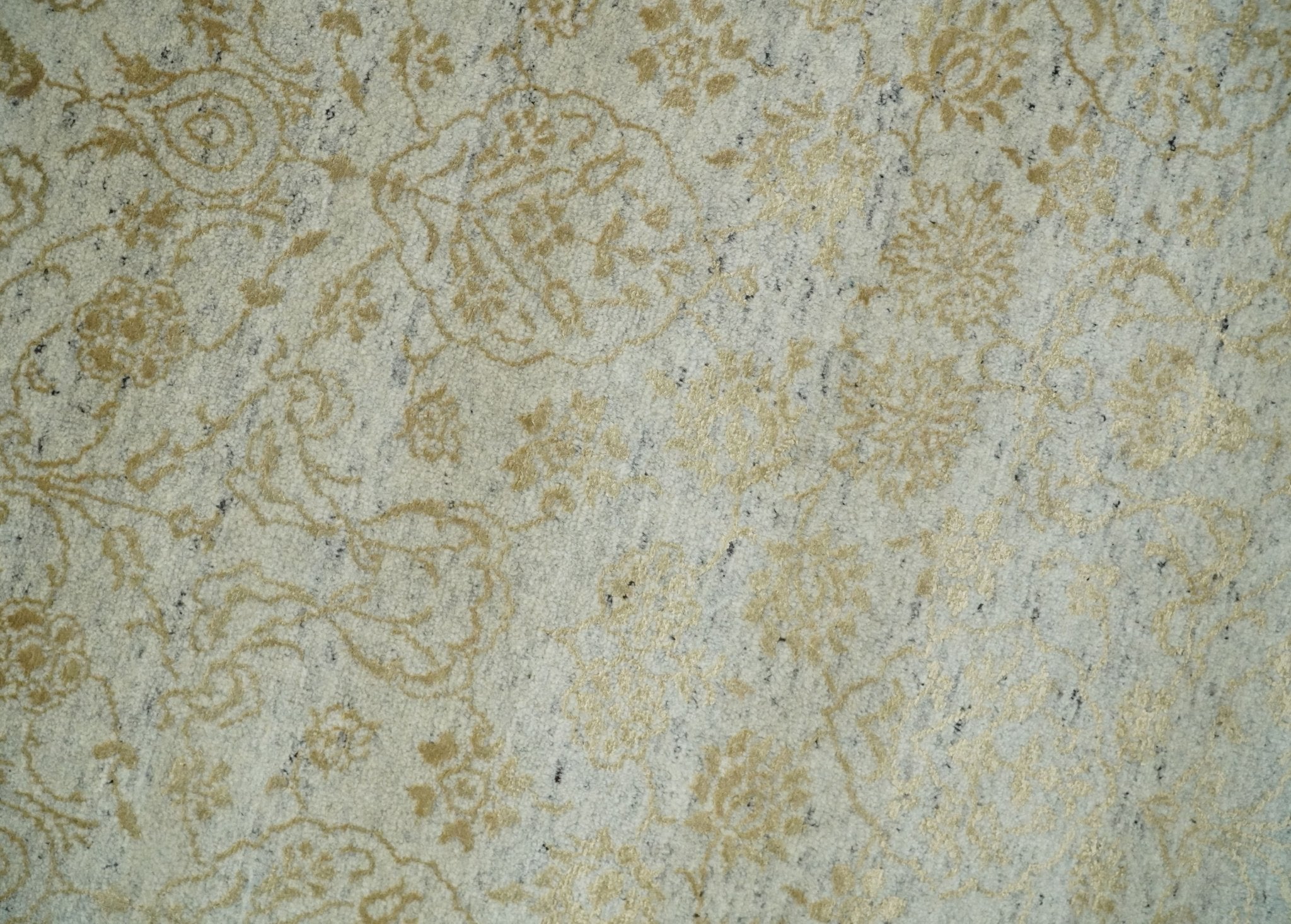 8x10 Fine Hand Knotted Beige and Gold Traditional Vintage Persian Style Antique Silk Rug | AGR21
