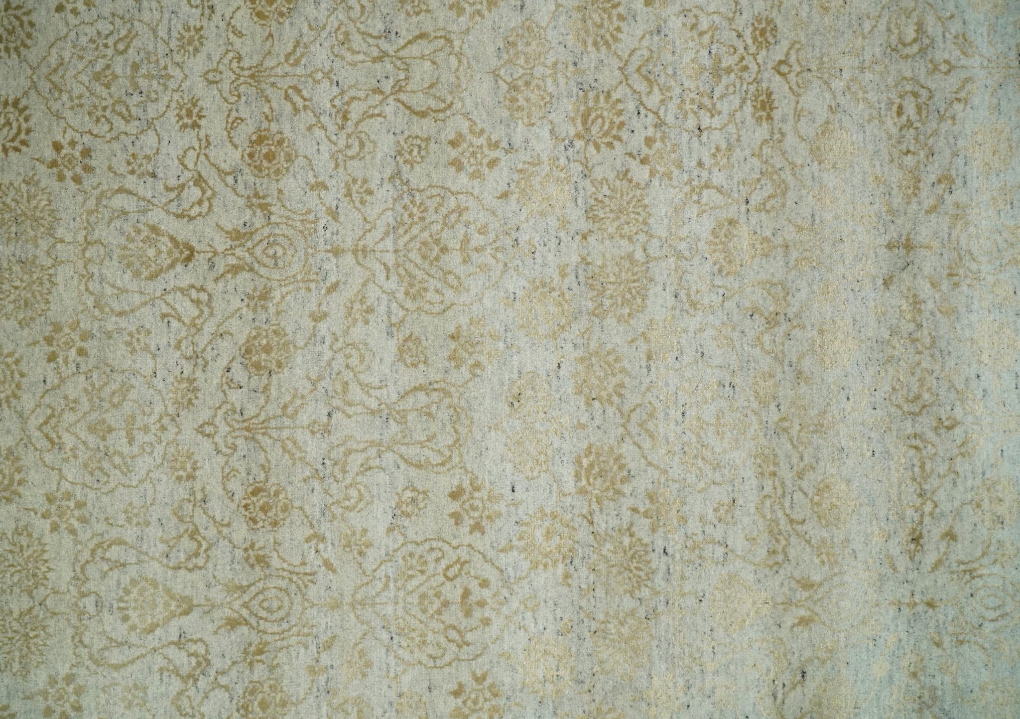 8x10 Fine Hand Knotted Beige and Gold Traditional Vintage Persian Style Antique Silk Rug | AGR21