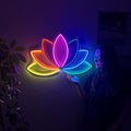 Lotus Flower Neon Metal Wall Art, Yoga Wall Decor