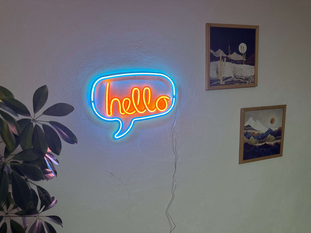 Hello Neon Metal Sign, Neon Wall Decor