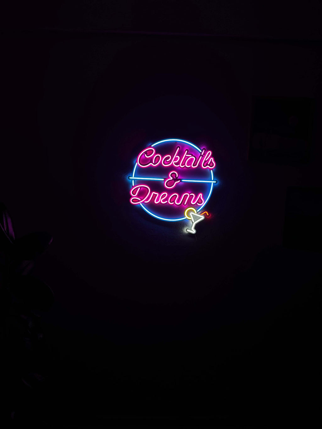 Cocktails and Dreams Neon Metal Wall Art, Neon Sign
