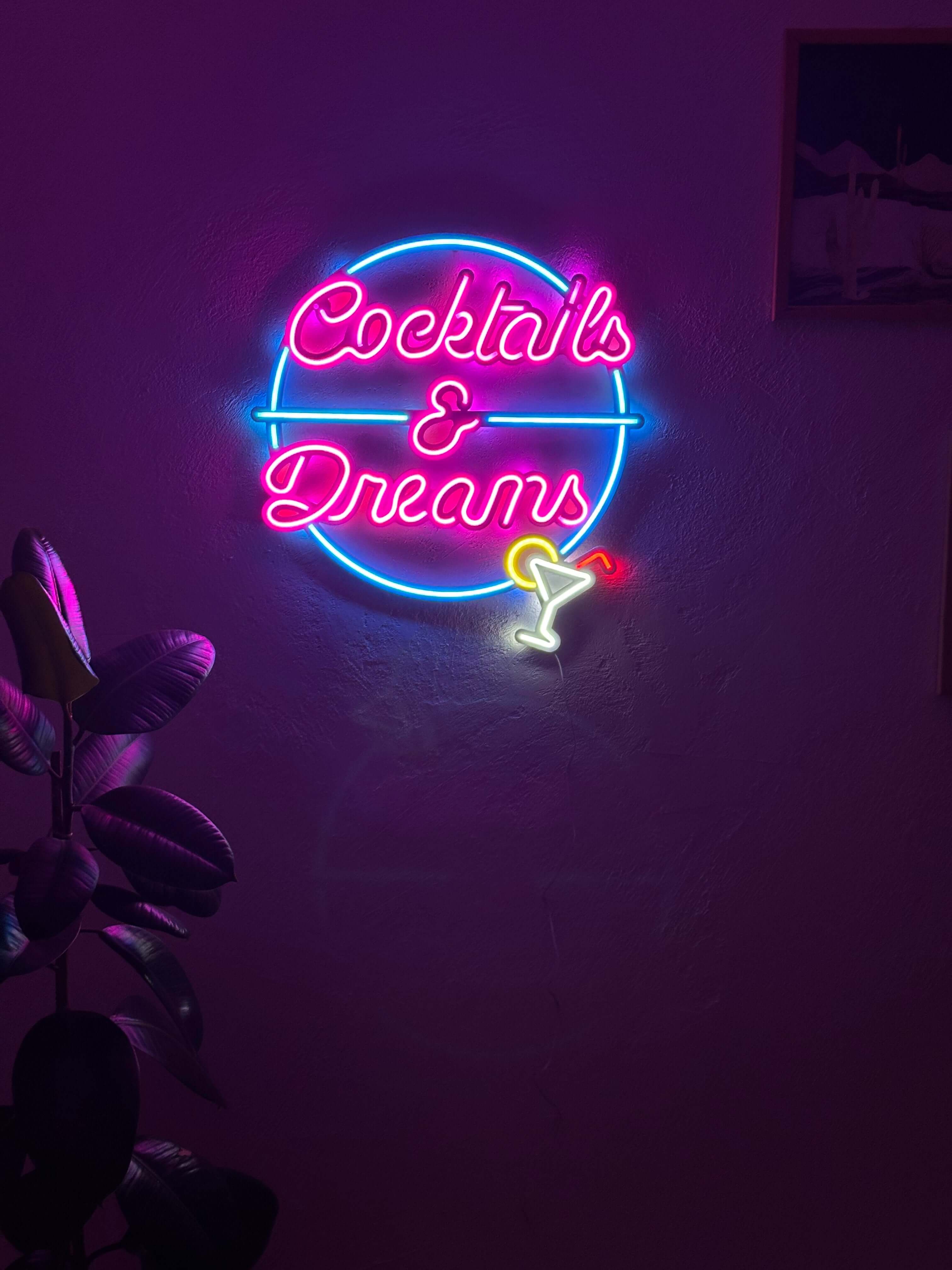 Cocktails and Dreams Neon Metal Wall Art, Neon Sign