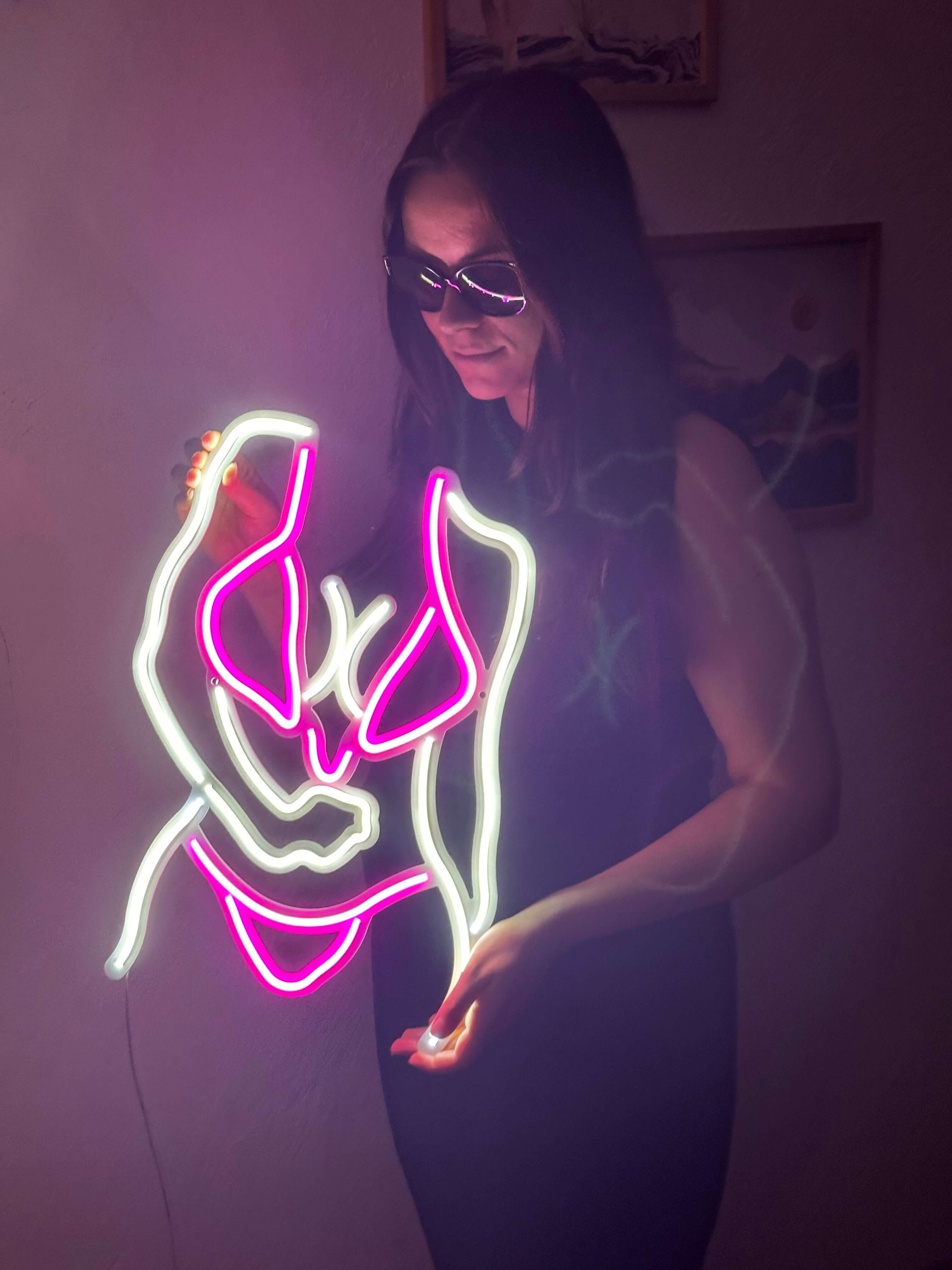 Bikini Girl Neon Metal Sign