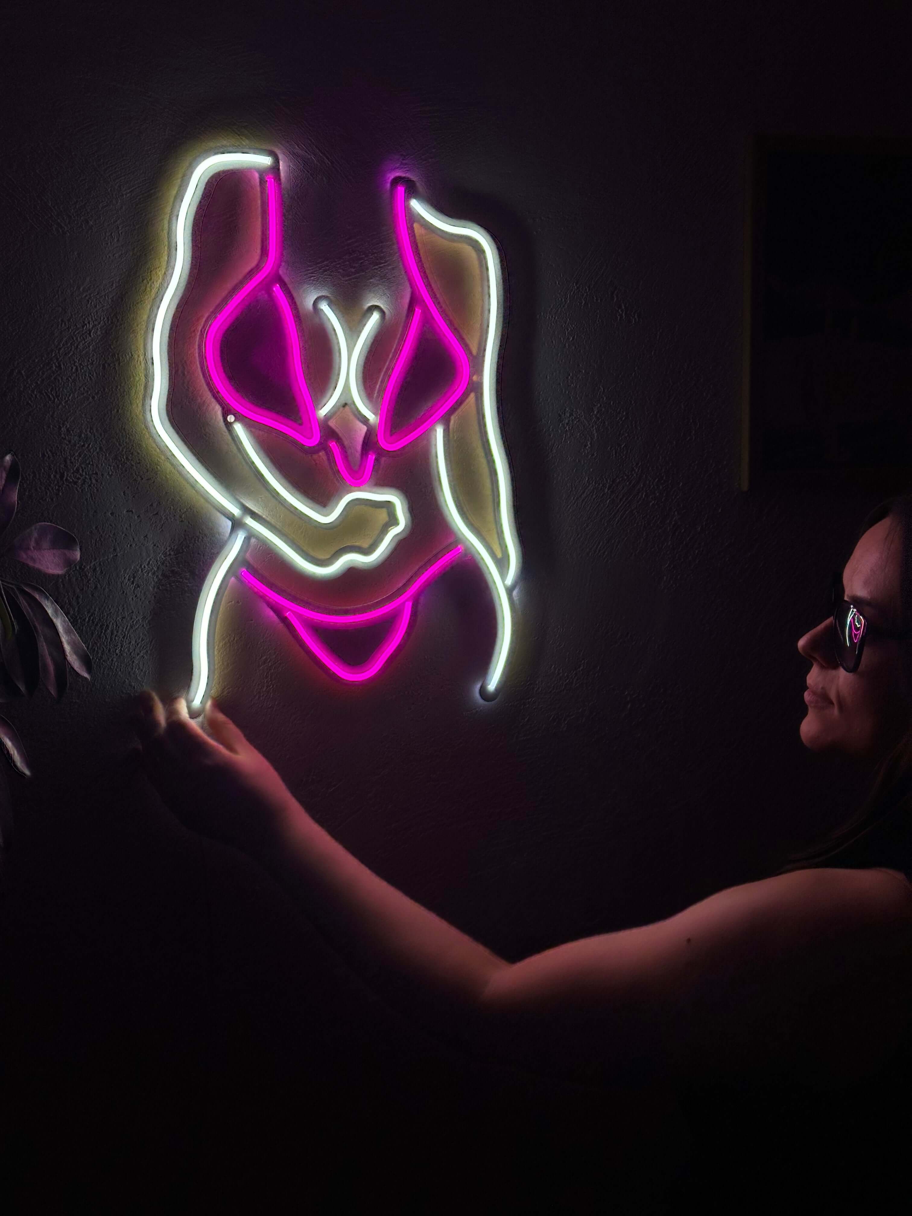 Bikini Girl Neon Metal Sign