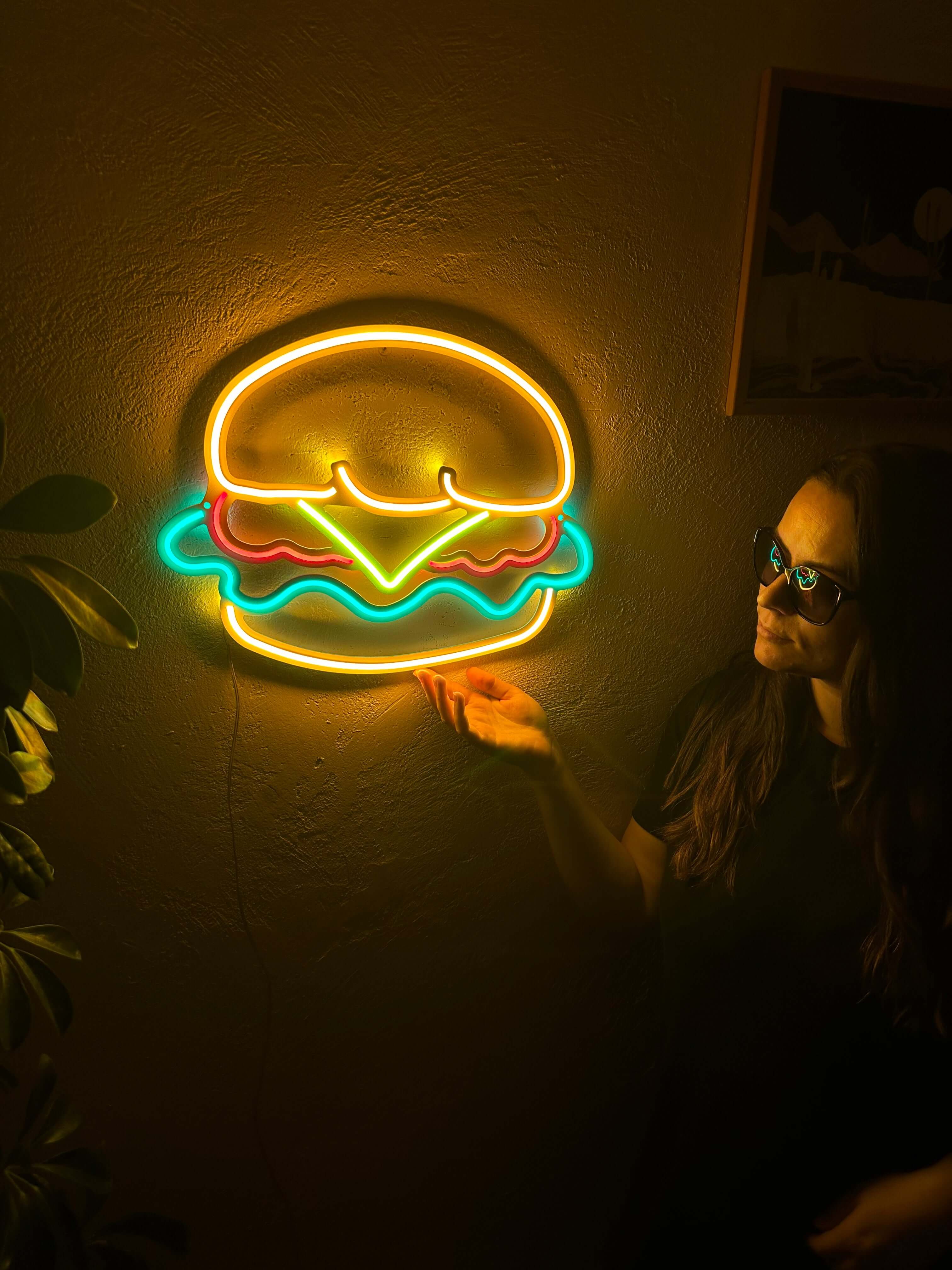 Hamburger Neon Metal Sign