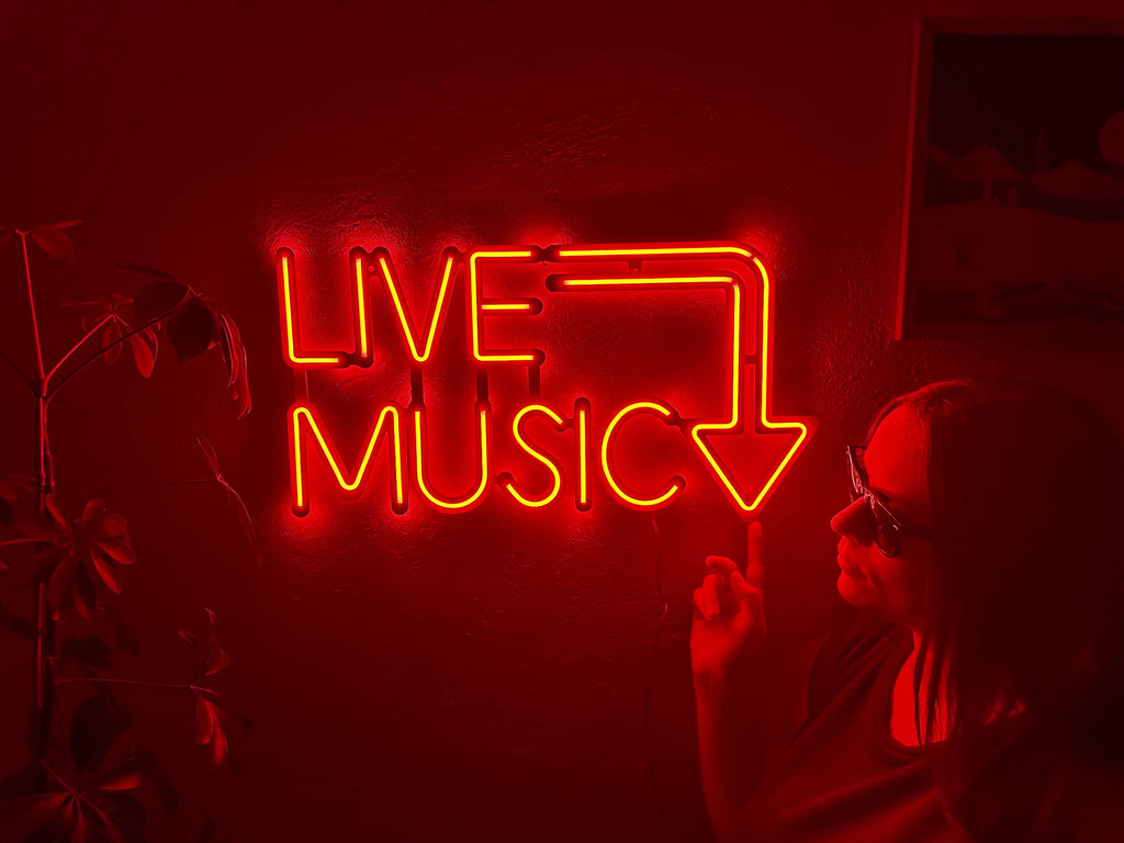 Live Music Neon Metal Sign