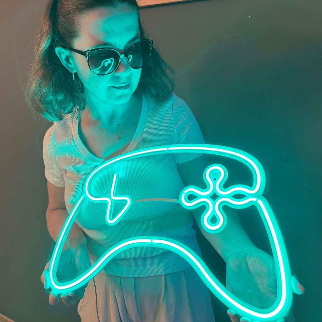 Game Console Neon Metal Sign