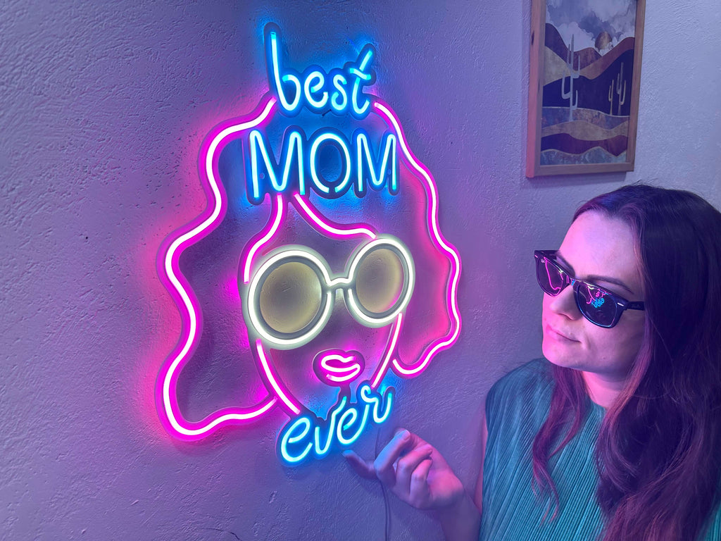 Best Mom Ever Neon Metal Sign