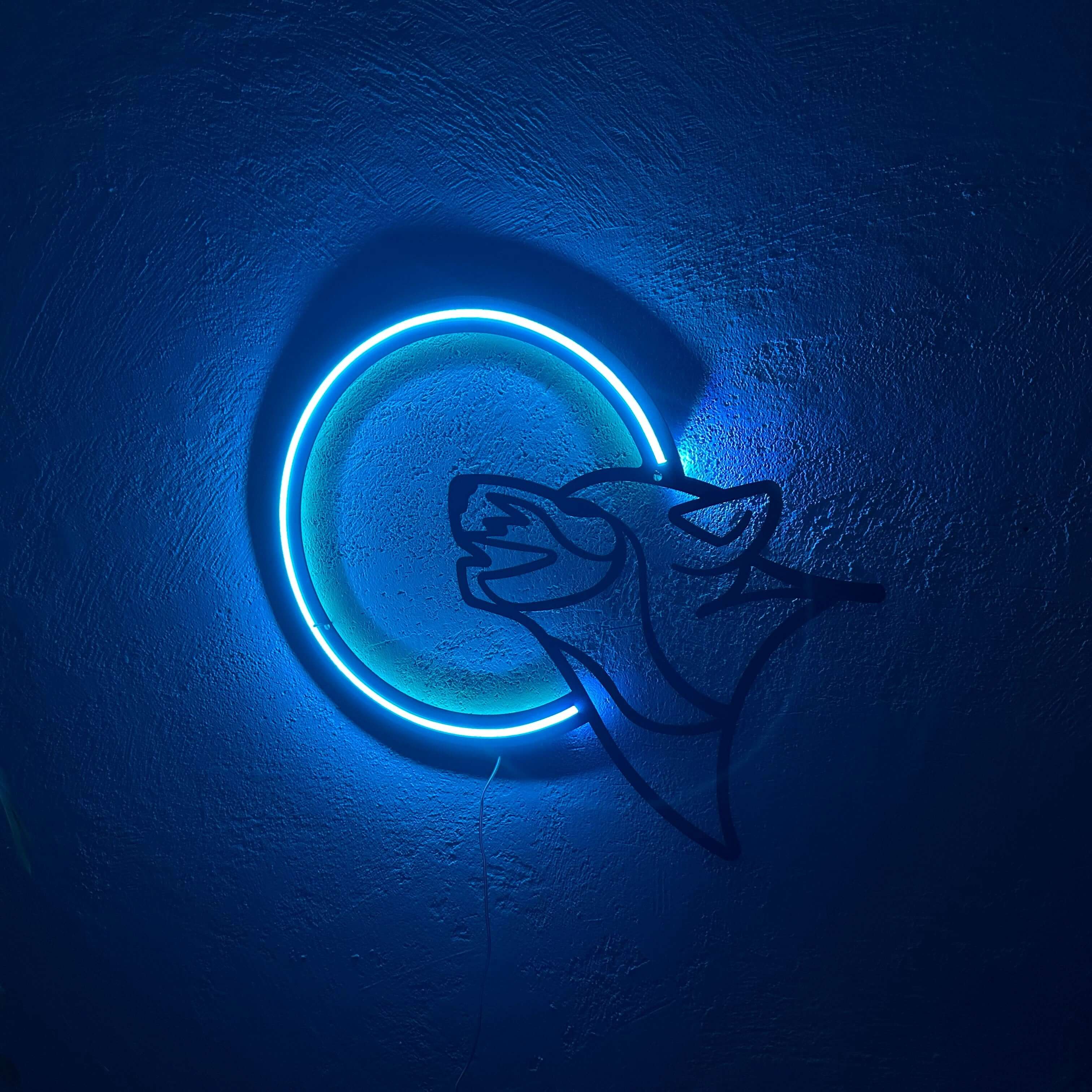 Wolf and The Moon Neon Metal Sign