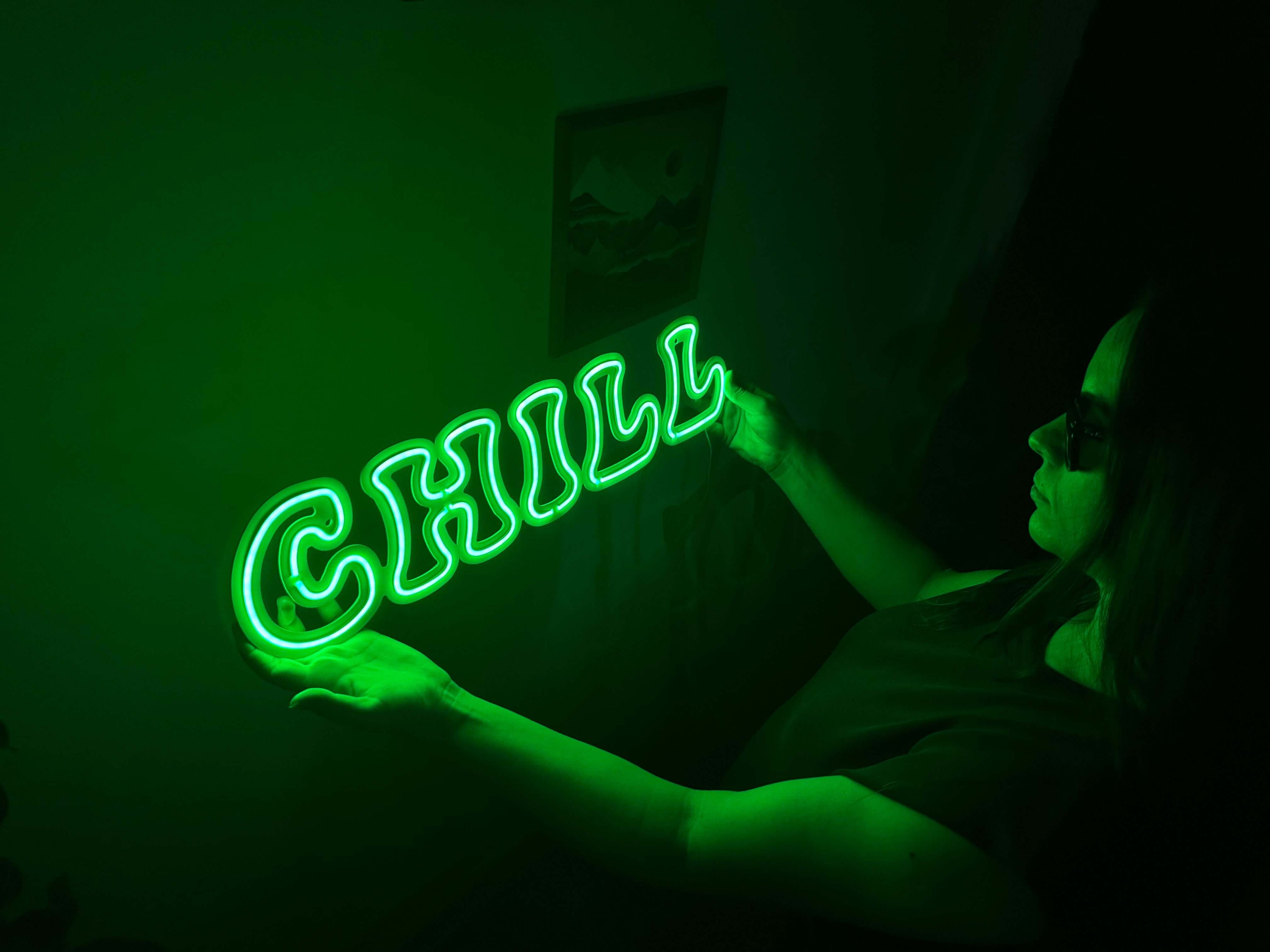 Chill Neon Metal Sign