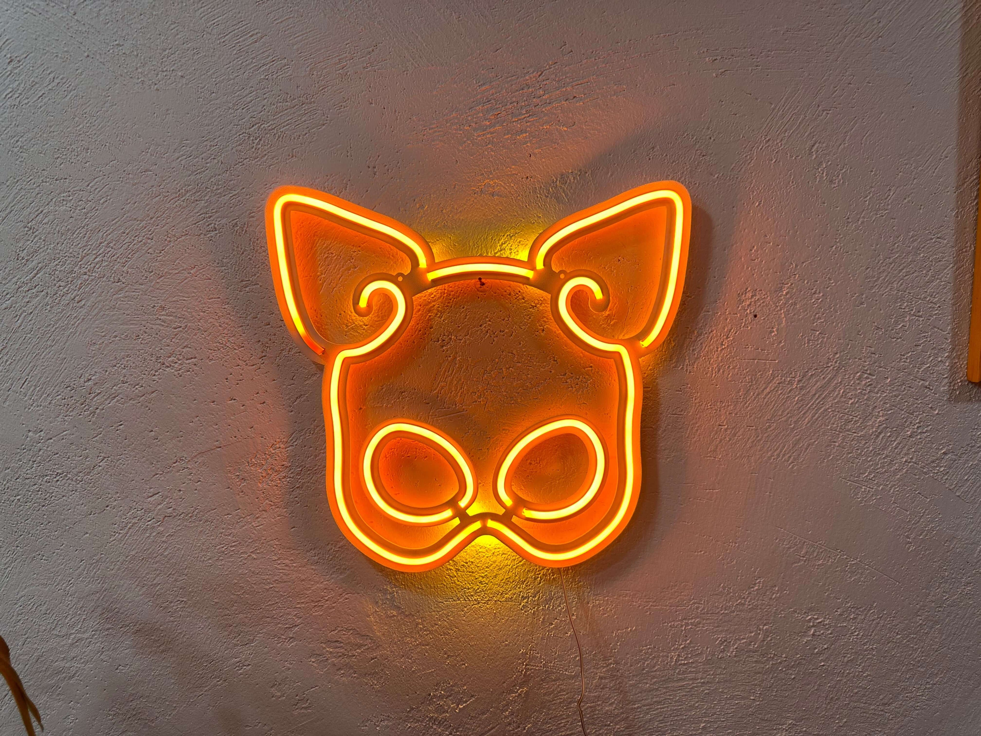 Latex Mask Neon Metal Sign