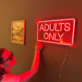 Adults Only Neon Metal Sign
