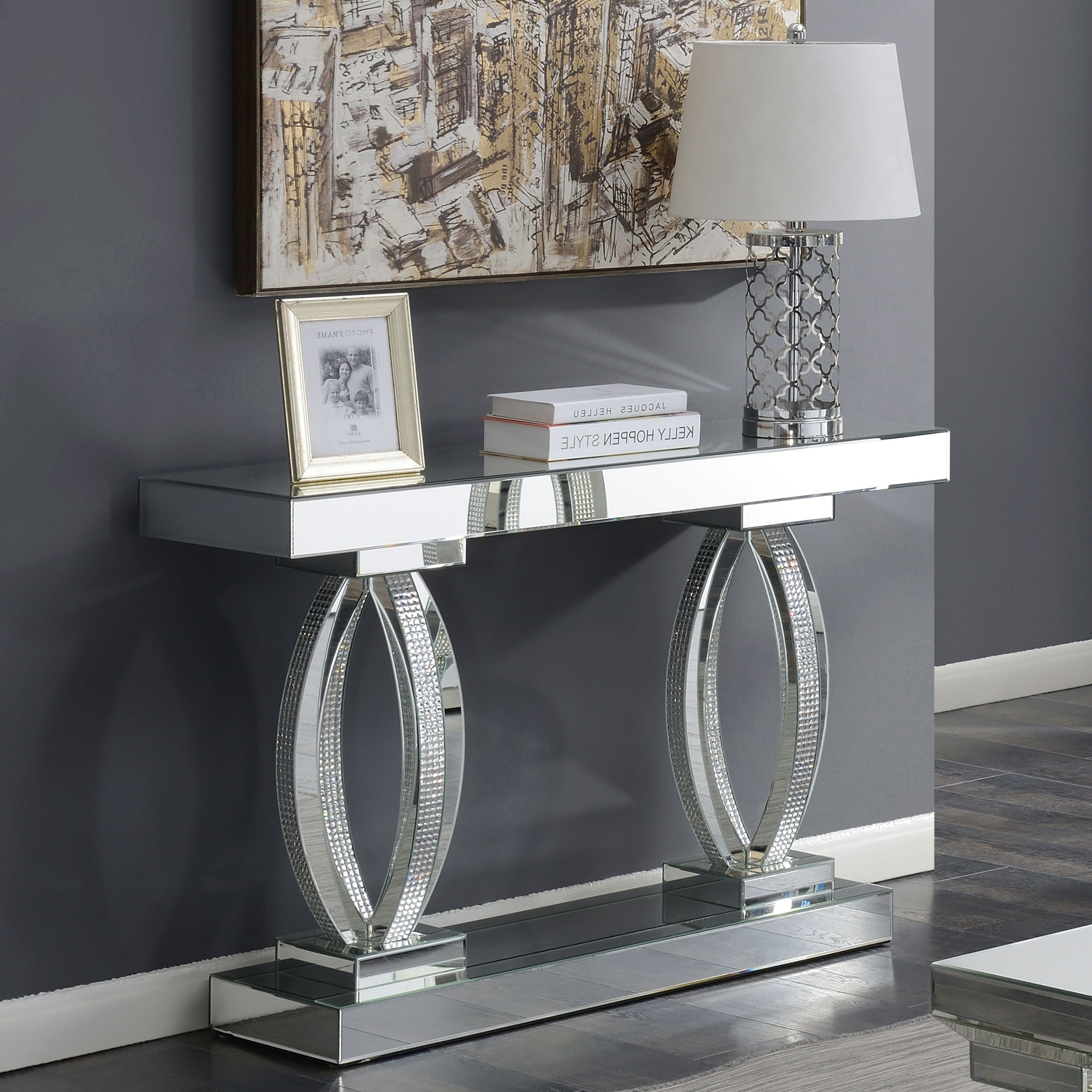 Drea Silver Mirrored Acrylic Entryway Sofa Console Table