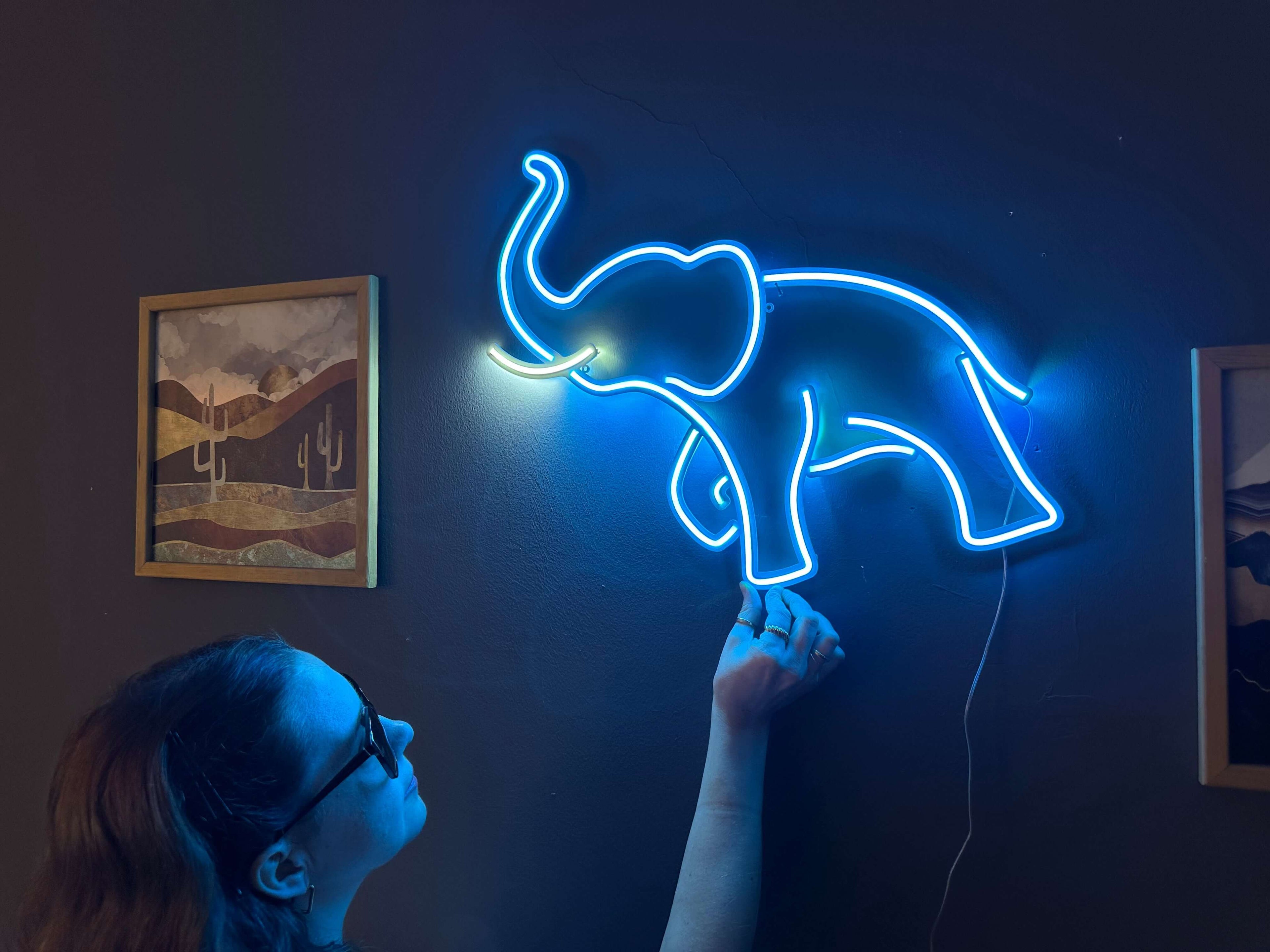 Elephant Neon Sign, Neon Metal Wall Art