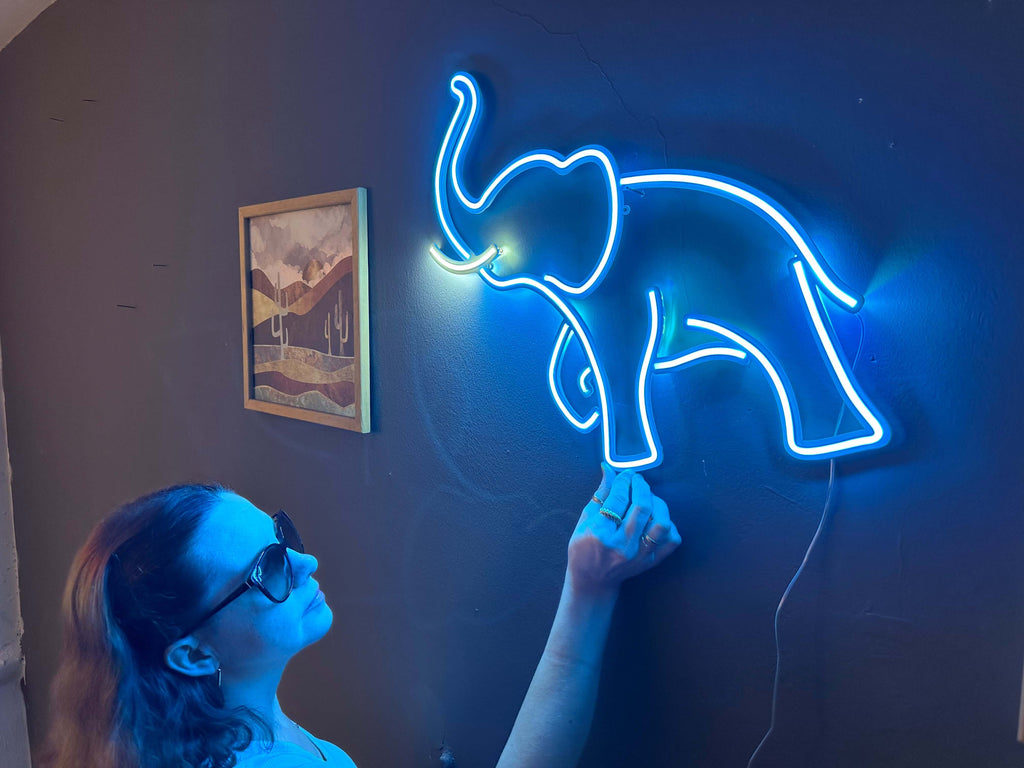 Elephant Neon Sign, Neon Metal Wall Art