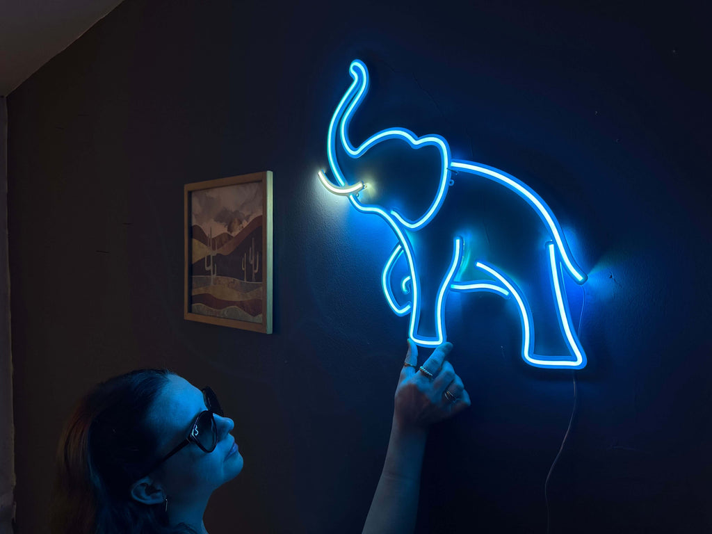 Elephant Neon Sign, Neon Metal Wall Art