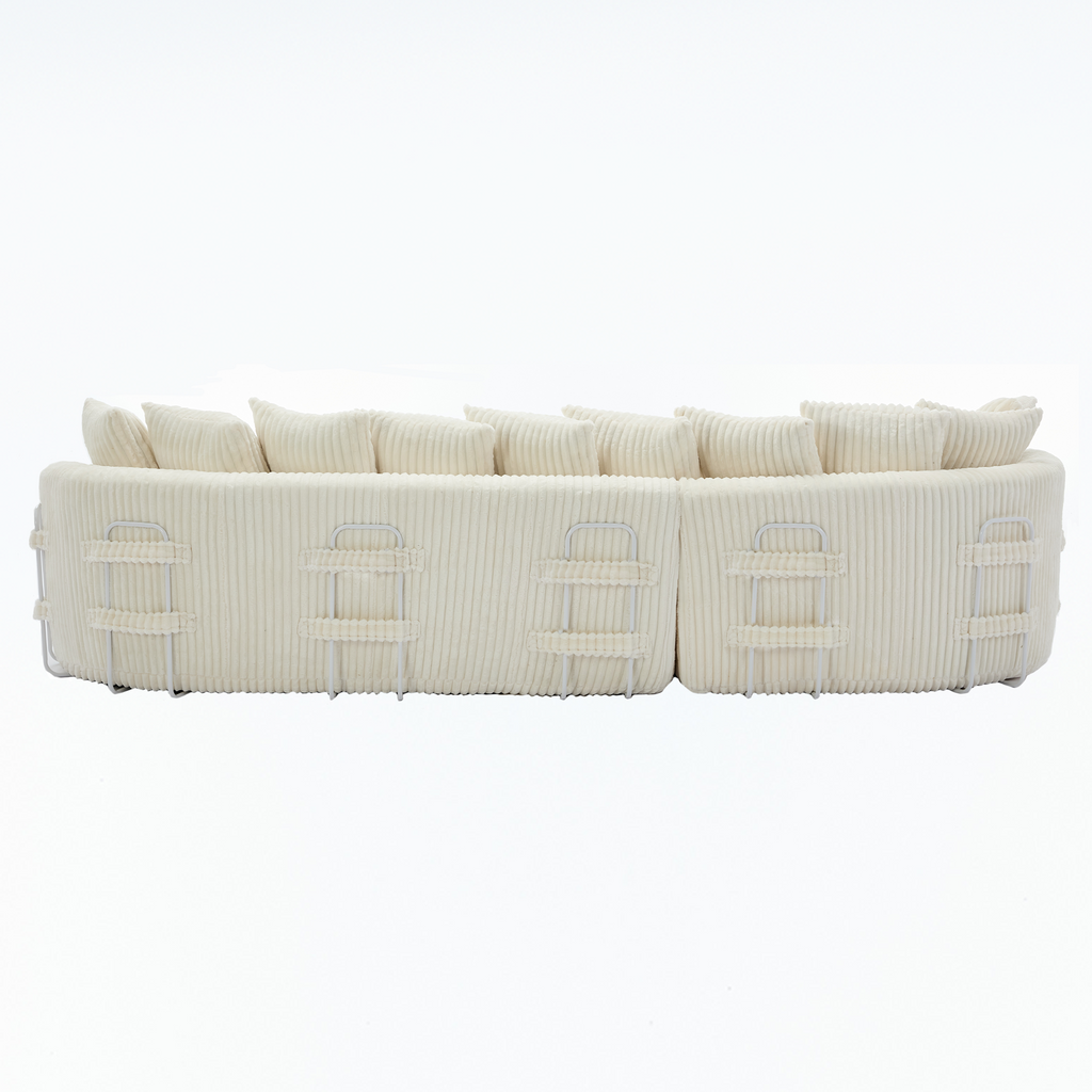 127''  Large Sectional Sofa ,Elegant Curved Design ,High-Resilience Foam ,Ten Back Cushions,L-Shape Left Sofa,No Assembly  Required , (Beige-Soft Corduroy Fabric)
