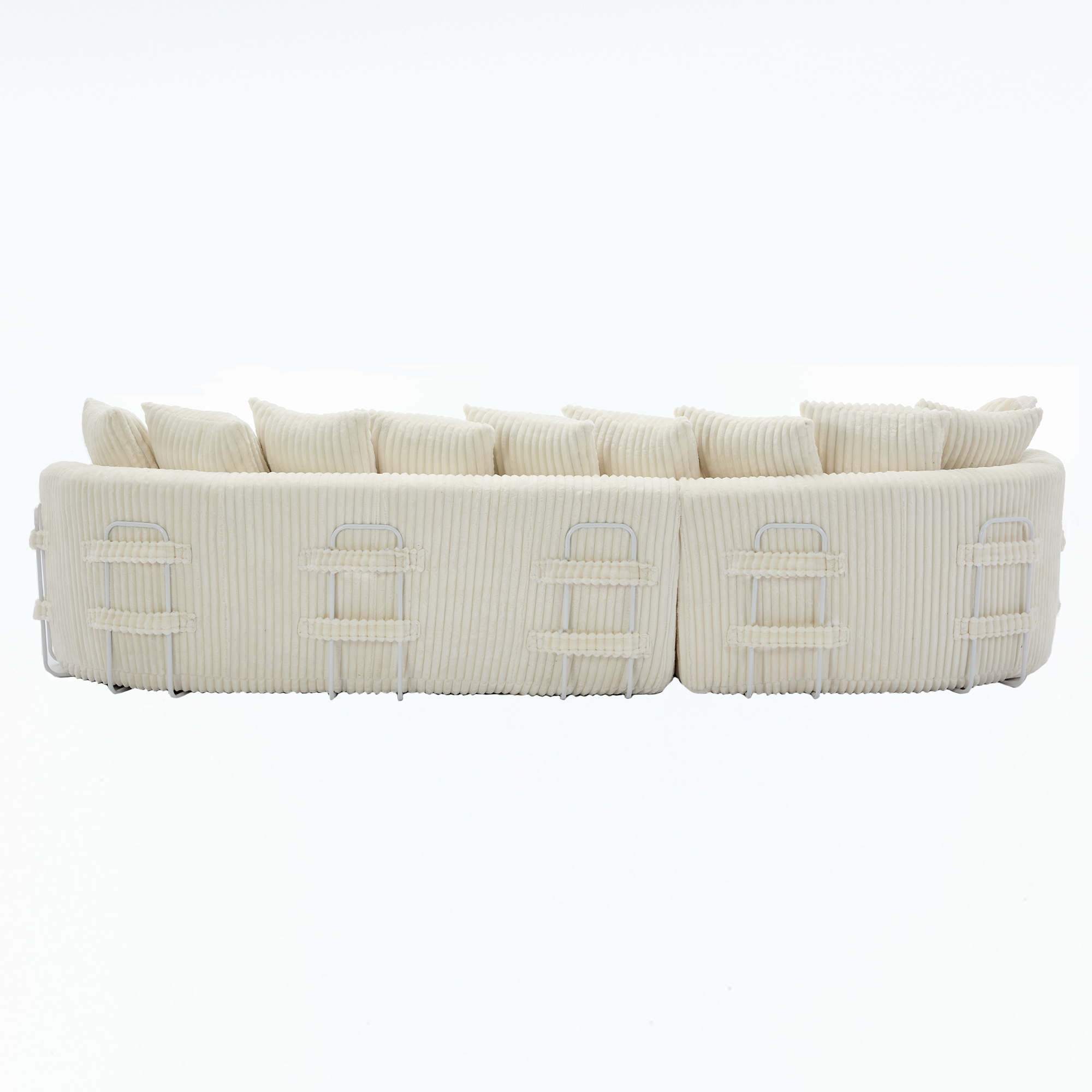 127''  Large Sectional Sofa ,Elegant Curved Design ,High-Resilience Foam ,Ten Back Cushions,L-Shape Left Sofa,No Assembly  Required , (Beige-Soft Corduroy Fabric)