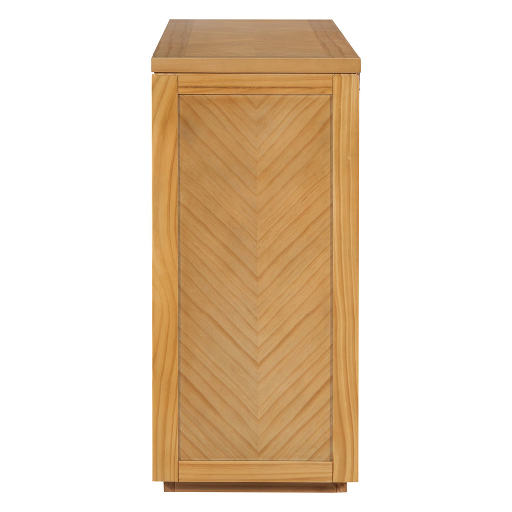 TREXM 55' Console Table, Rustic Wooden Entryway Table with Storage Drawers and Open Shelf, Elegant Sofa Table for Hallway and Living Room (Natural)