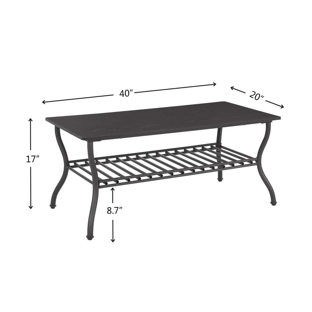 Modern Style 3-Piece Coffee Table Set Rectangle Coffee Table with 2 Square End Side Table Retro Design Coffee Table with Sturdy Base for Living Room Decor (Black)