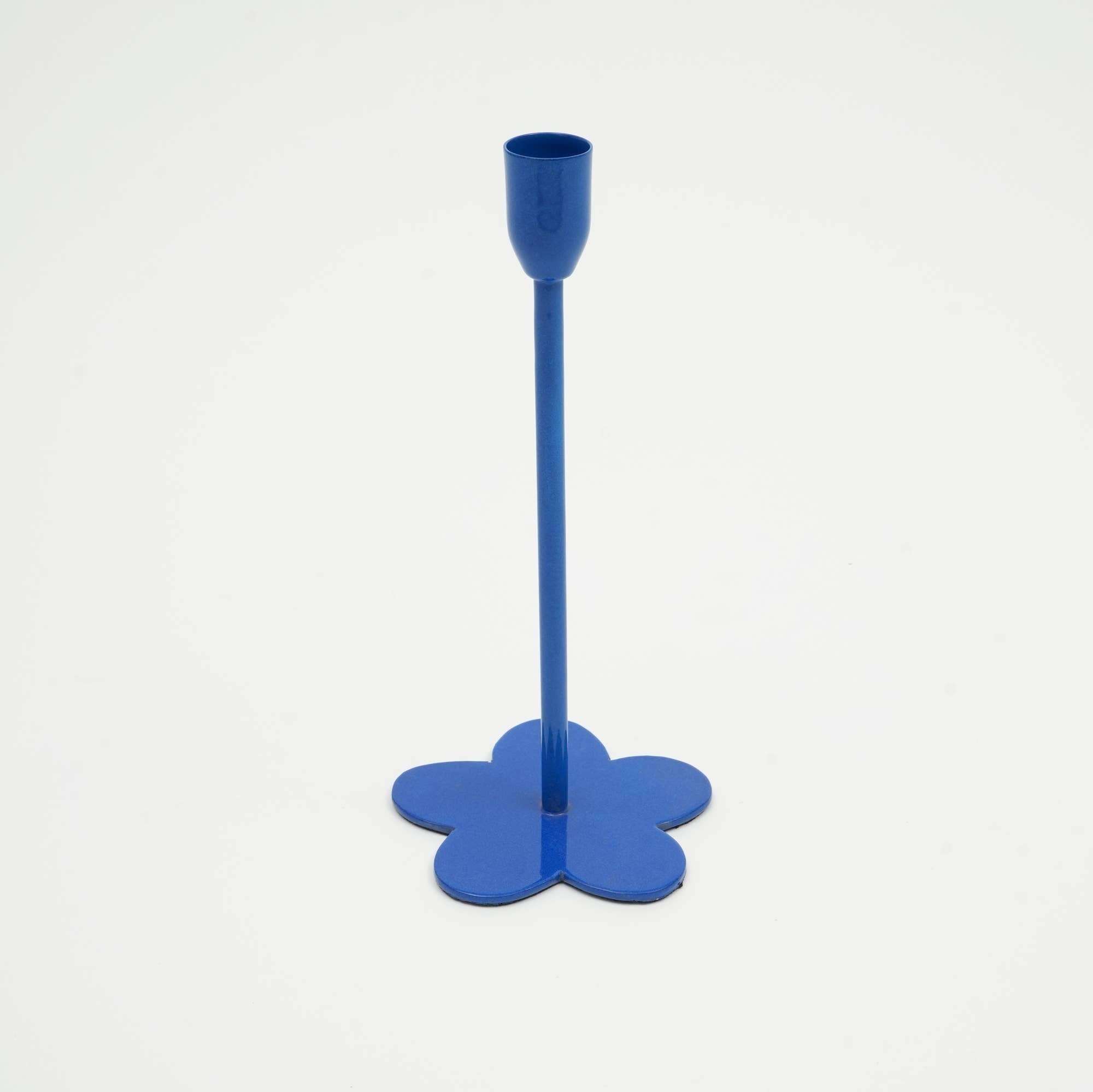 Home Décor Floral Fusion Blue Candle Holder - Stylish 4x8.75 Inch Decorative Candle Holder for Living Room & Home Accents