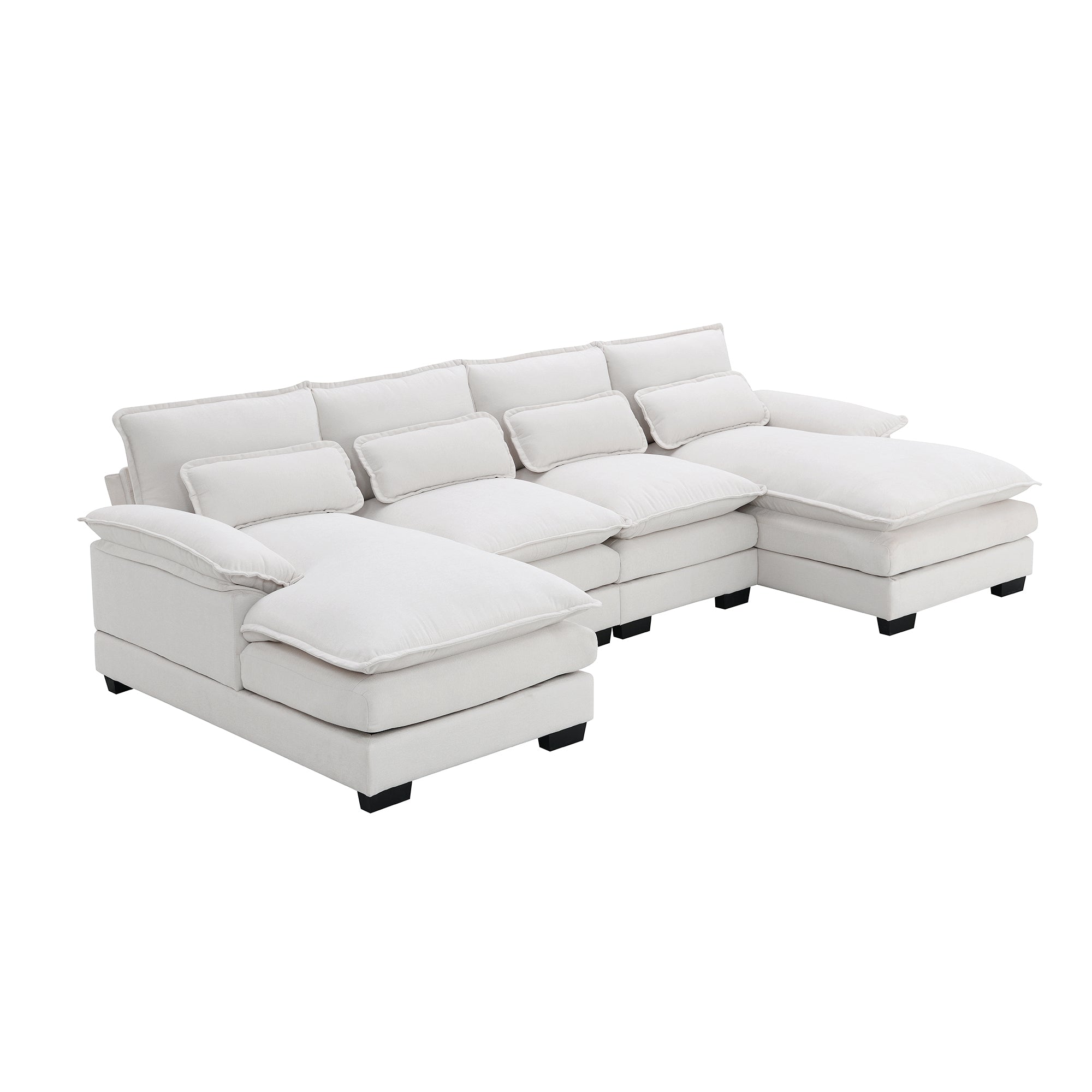 110*55' Modern U-shaped Sectional Sofa with Waist Pillows,6-seat Upholstered Symmetrical Sofa Furniture,Sleeper Sofa Couch with Chaise Lounge for Living Room,Apartment,5 Color