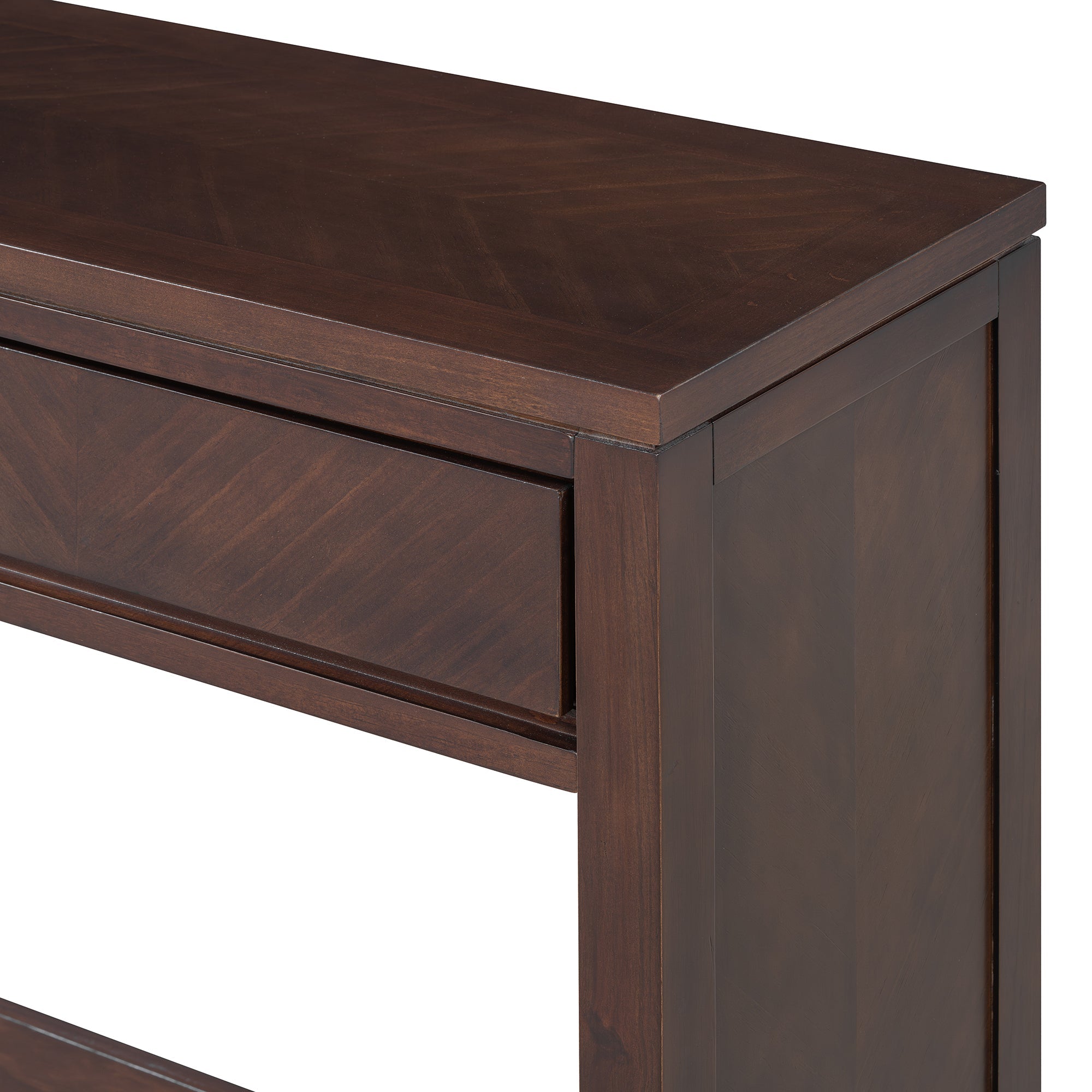 TREXM 55' Console Table, Rustic Wooden Entryway Table with Storage Drawers and Open Shelf, Elegant Sofa Table for Hallway and Living Room (Espresso)