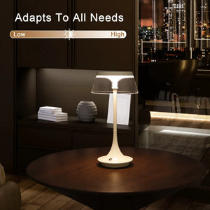 10.5-in tall nightstand lamp by JHY DESIGN, white battery-operated dimmable lamp with 3-color light and clear shade