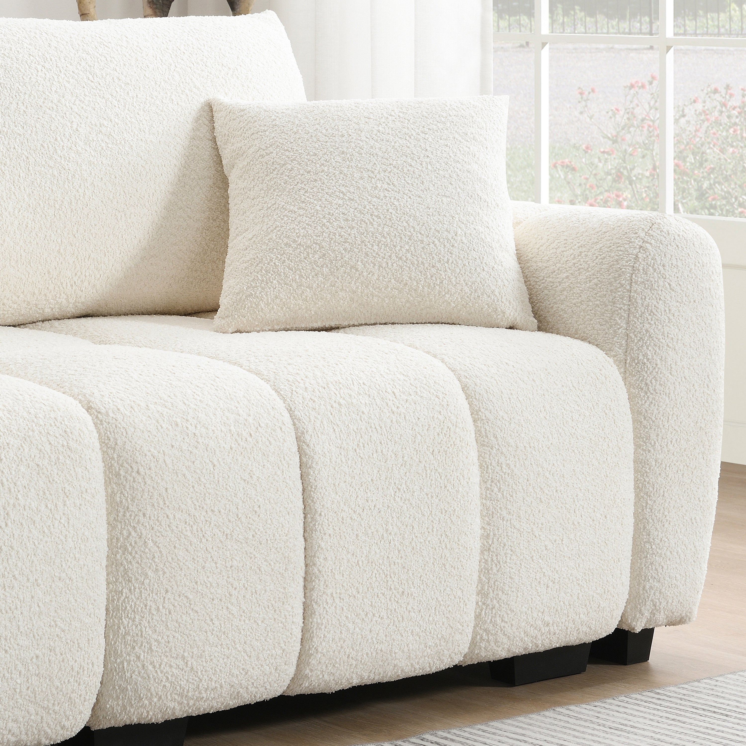 110' Modular Sectional Sofa, L Shape with Extra-large Seat, Pull-line Design, Movable Ottoman, High Density Foam, Free Combination, Sturdy Metal&Wood Frame, Boucle Fabric, 3 Colors