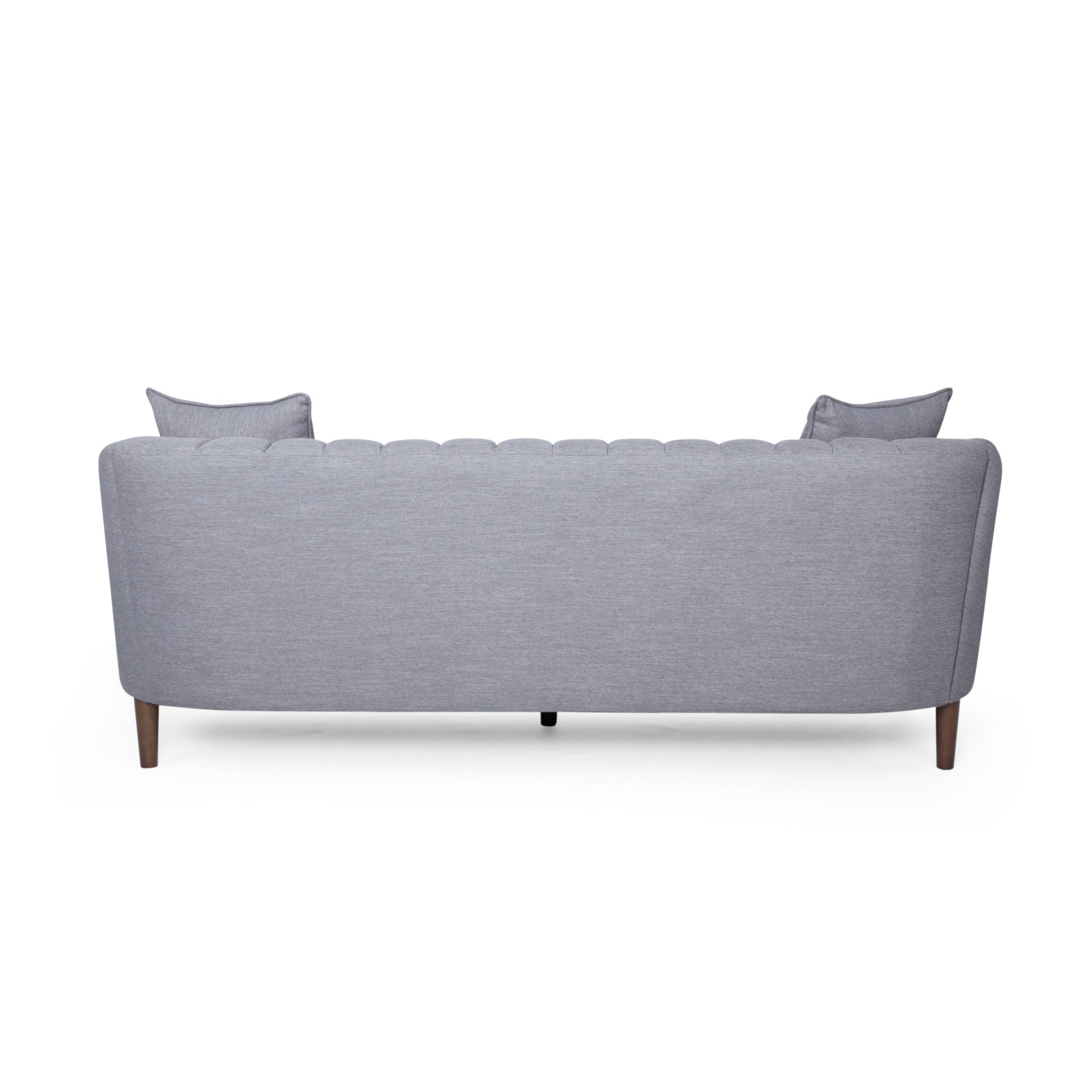 Contemporary 3-Seater Sofa with Plush Accents and Button Tufted Diamond Stitching in Grey Fabric
