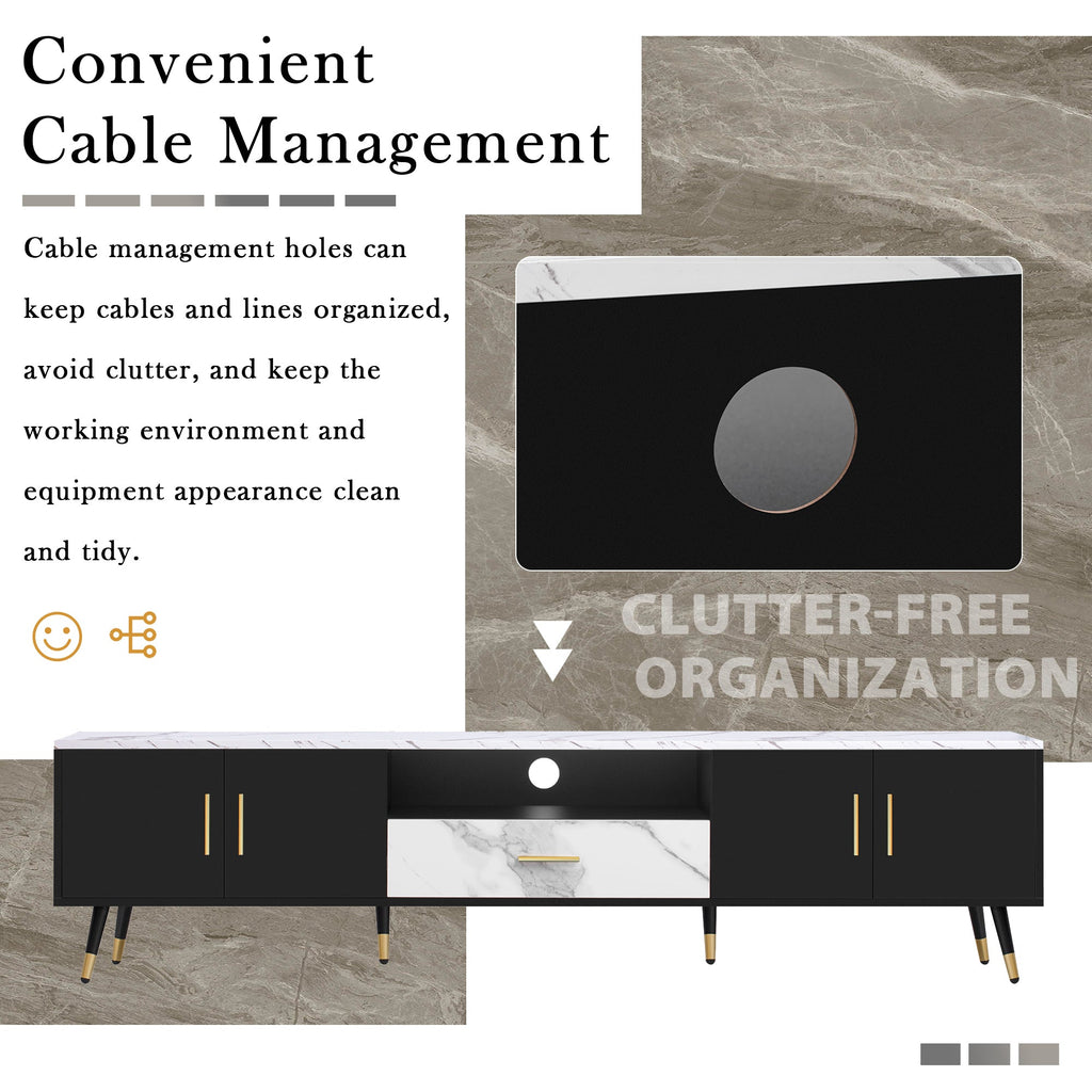 71'' Modern TV Stand with 2 Cabinets&  Open Compartments, Entertainment Center for TVs up to 80'', Television Console for Living Room, Bedroom, Home Theatre