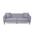 Contemporary 3-Seater Sofa with Plush Accents and Button Tufted Diamond Stitching in Grey Fabric
