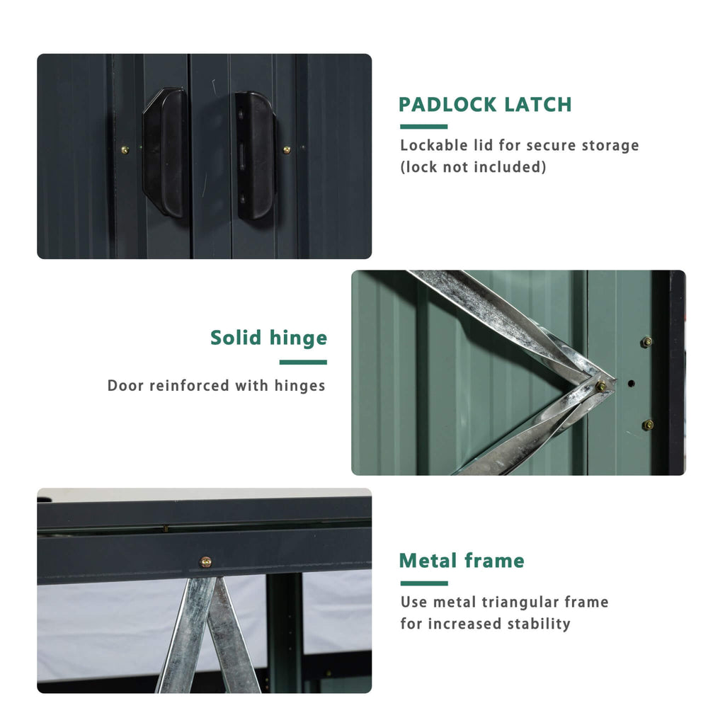 94" Heavy Duty Outdoor Galvanized Stainless Steel Garbage Bin Shed For 3 Trash Cans (SAK89882)
