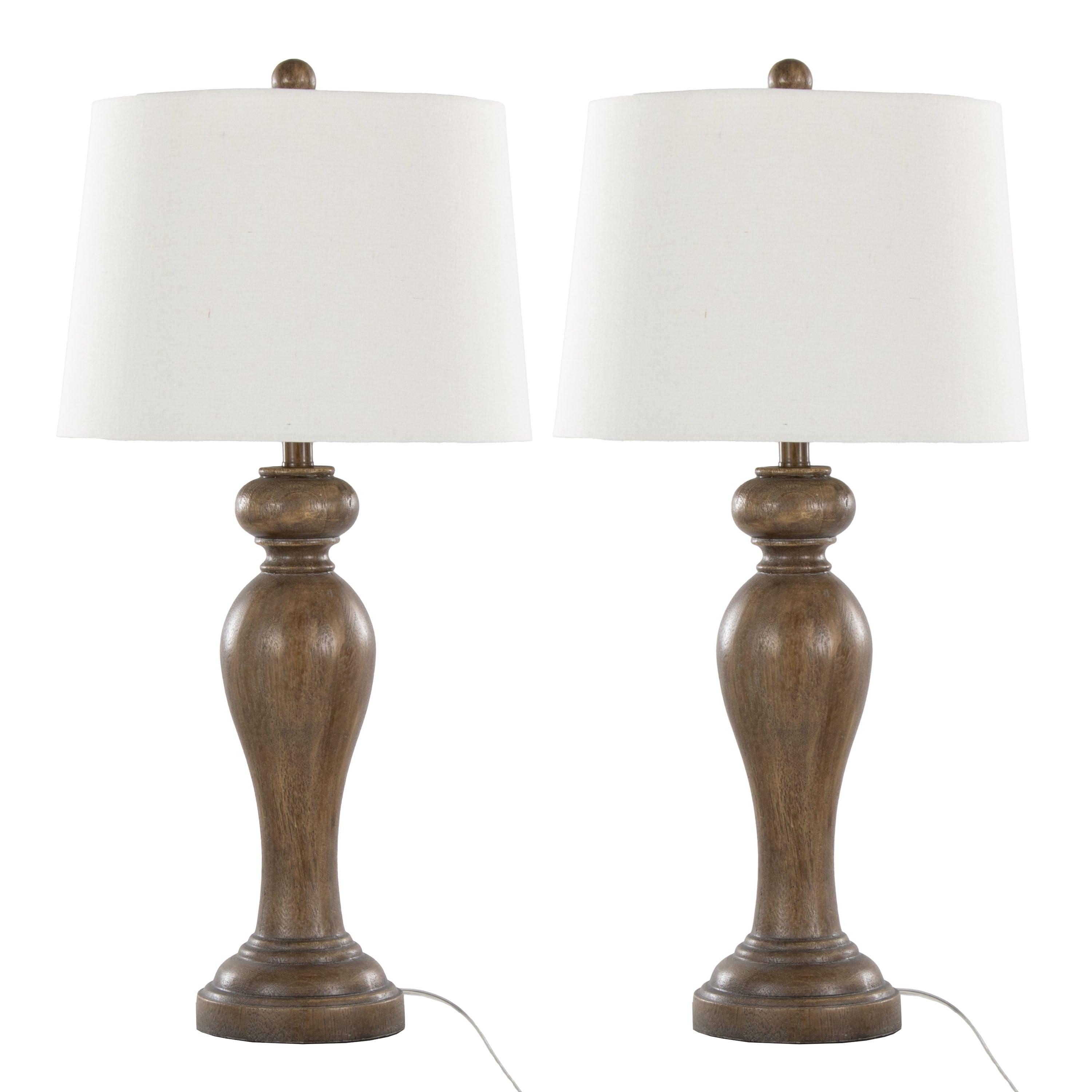 Peppa 31' Contemporary Polyresin Table Lamp in Opal Grey Polyresin with Off-White Linen Shade from Grandview Gallery by LumiSource - Set of 2