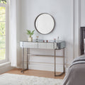 39' Mirrored Makeup Vanity Table with Stainless Steel Base, Mirrored Console Dressing Table with 2 Drawers,Versatile Desk for Bedroom and Office, Silver