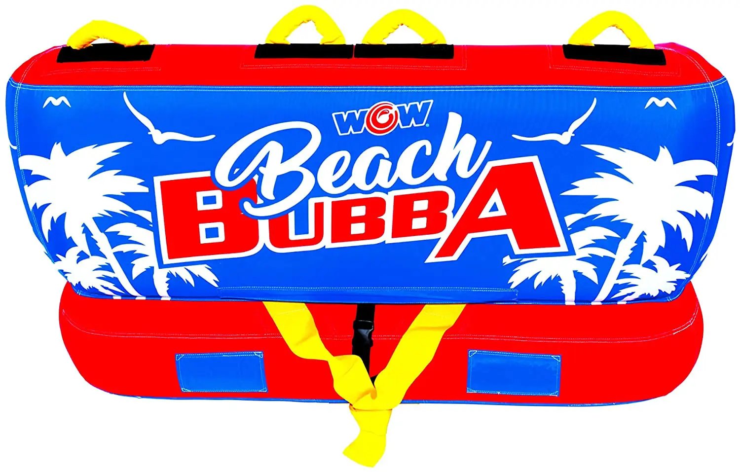 Towable raft WOW Beach Bubba 2P, blue top with red base and yellow handles