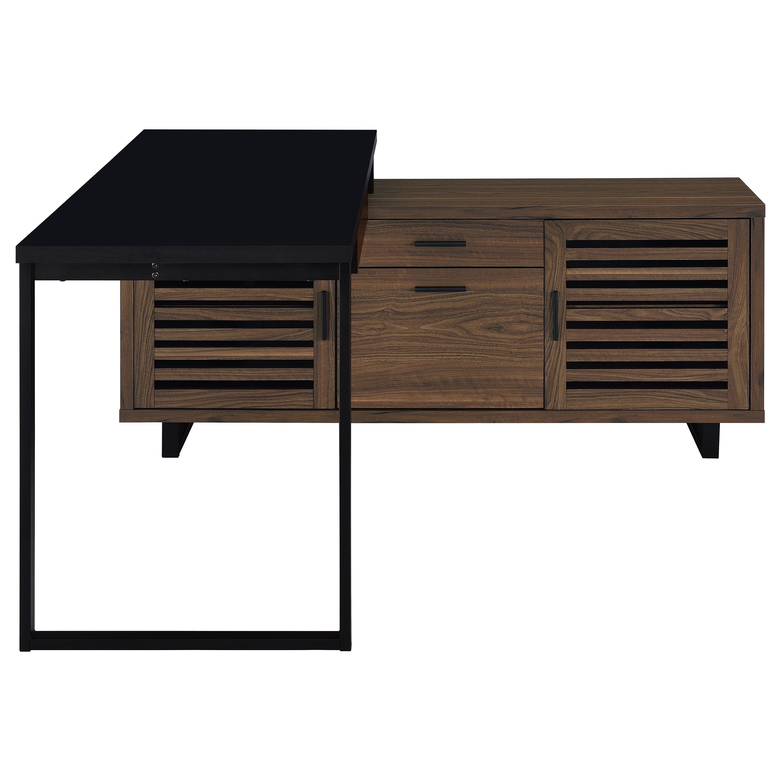 Rodger Black and Walnut L-Shape Office Computer Desk