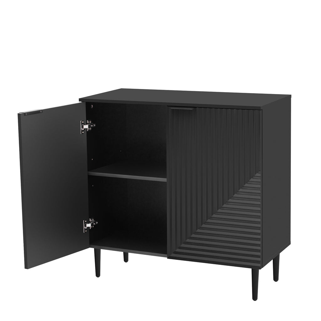 Mirod Set of 2 Modern Minimalist Side Cabinets,Versatile Storage Solution,Adjustable Shelves,Stylish Geometric Door Design,Perfect as TV Stand