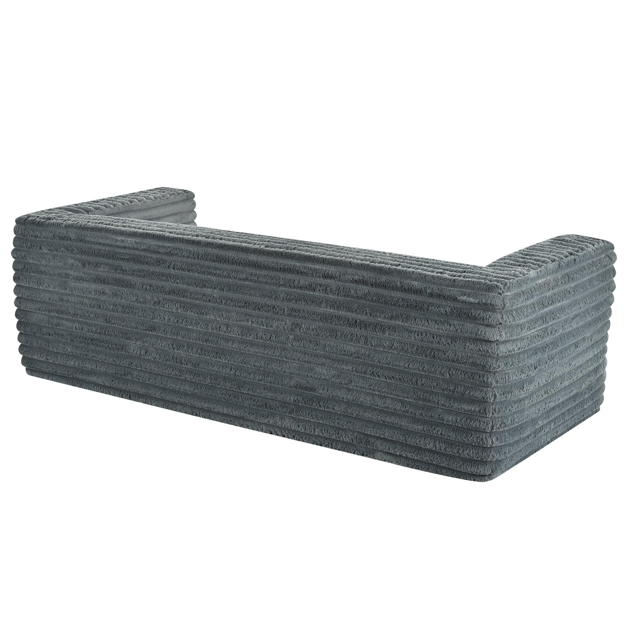 89" Modern Corduroy Couch, 3 Seats Plush Sofa with Squared Arm,Luxury Comfy Seat Super Soft Couches for Living Room,Small Space,Office,Apartment,No Assembly Required