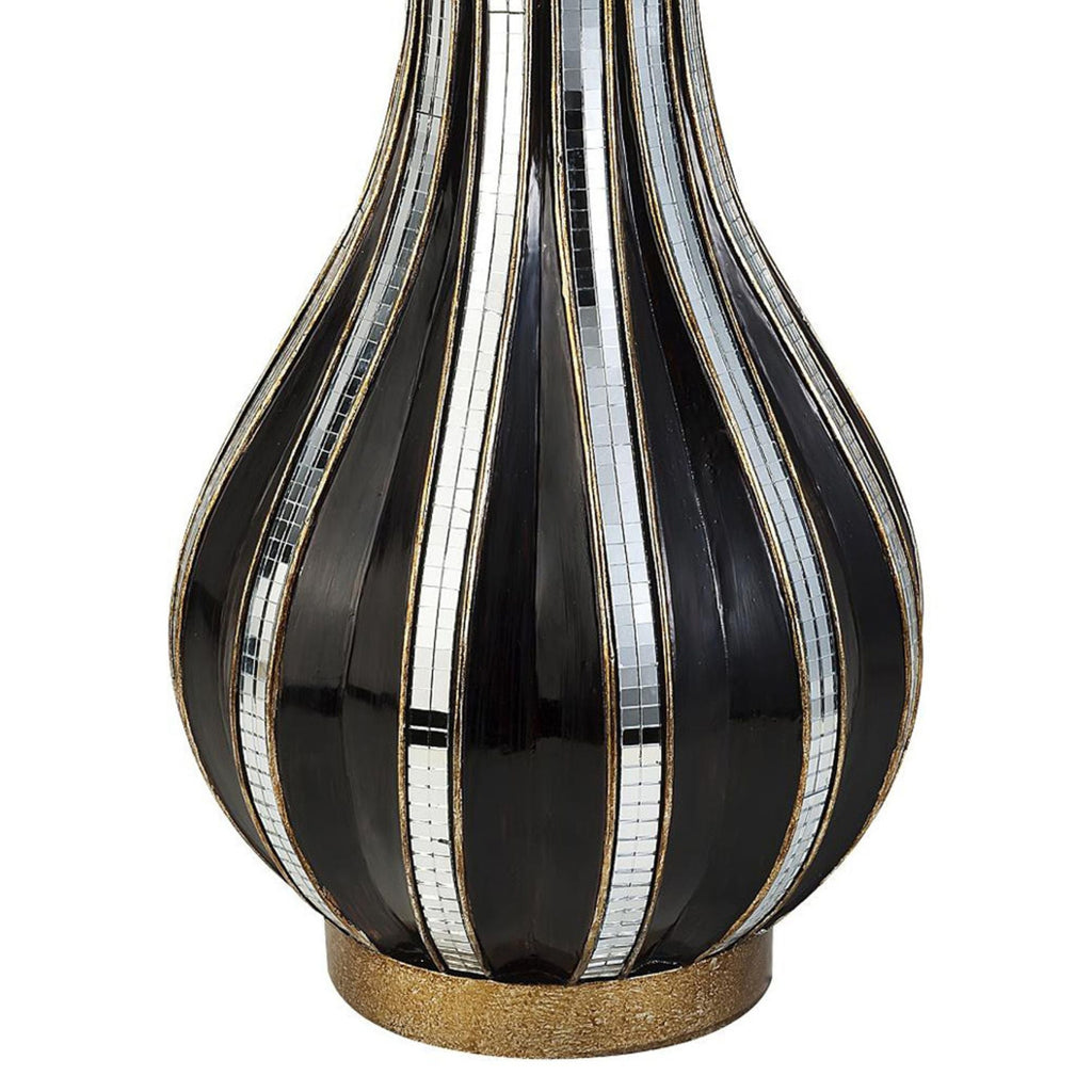 16.25" Tall Polyresin Decorative Vase, Gold finish with Mosaic Glass Stripes