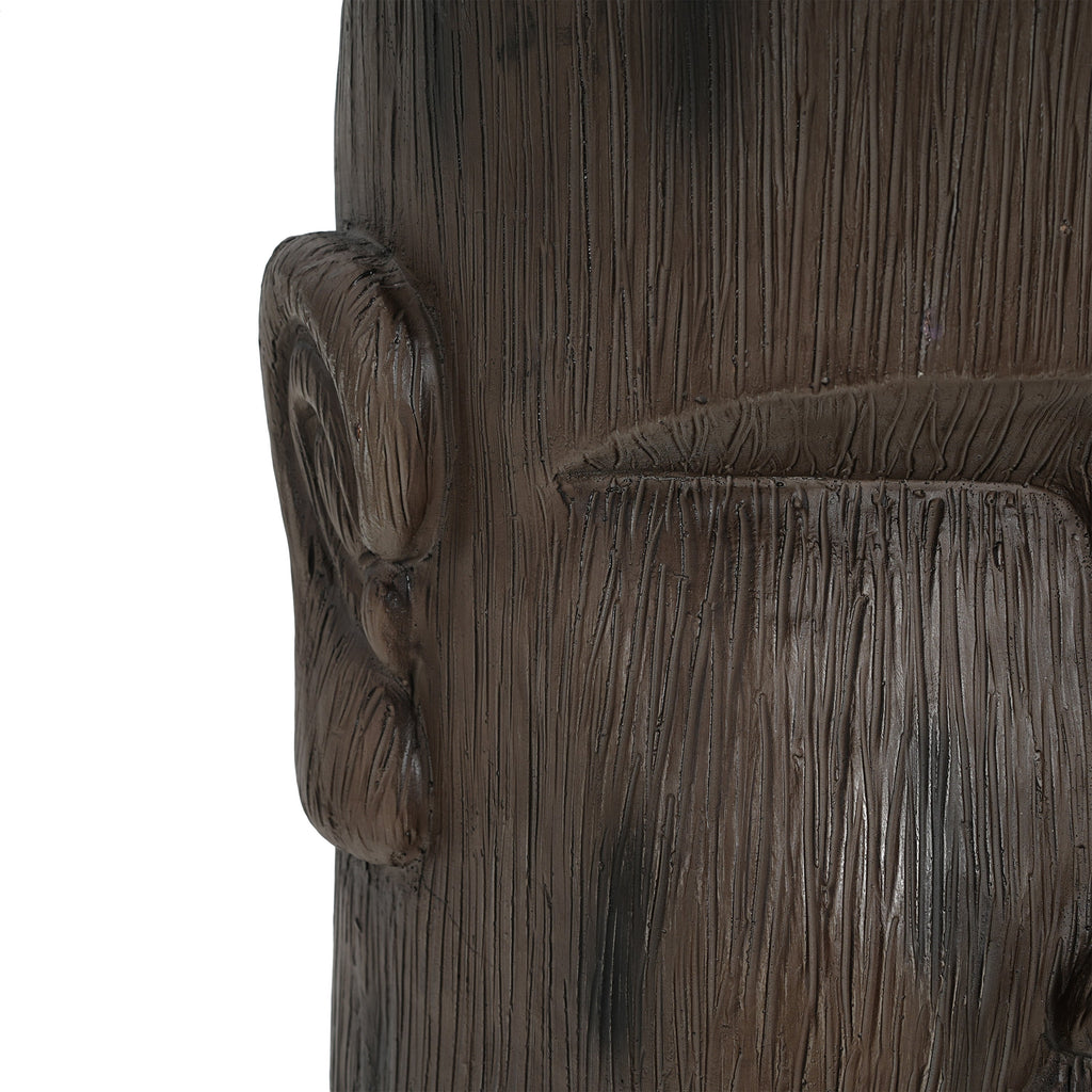 Outdoor Side Table,Easter Island Moai Statue Pedestal End Table Stool,For Home Patio Deck Sunroom Garden Balcony Yard Lawn,Light Grey Color