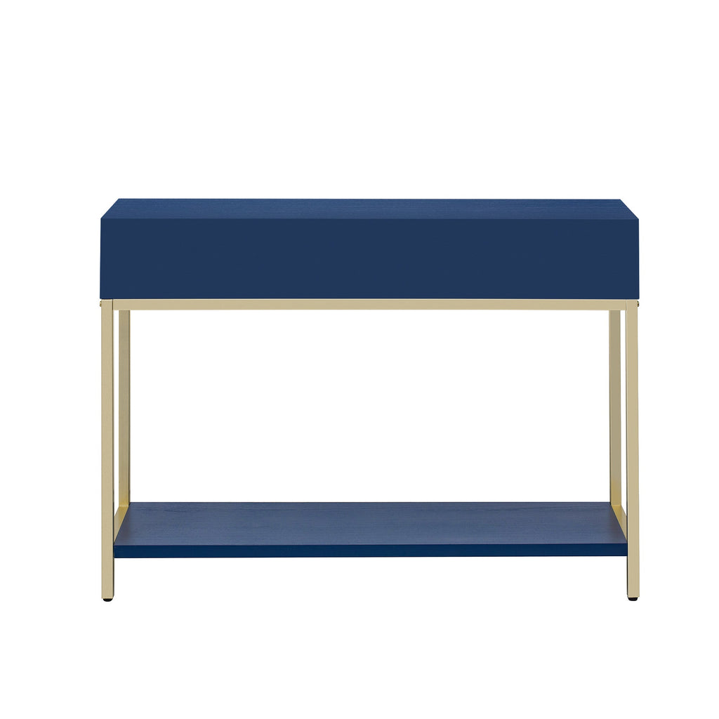 TREXM Entryway Table, Console Table with Two Drawers, Retro Hallway Table with Striking Geometric Design for Entryway and Living Room (Navy)