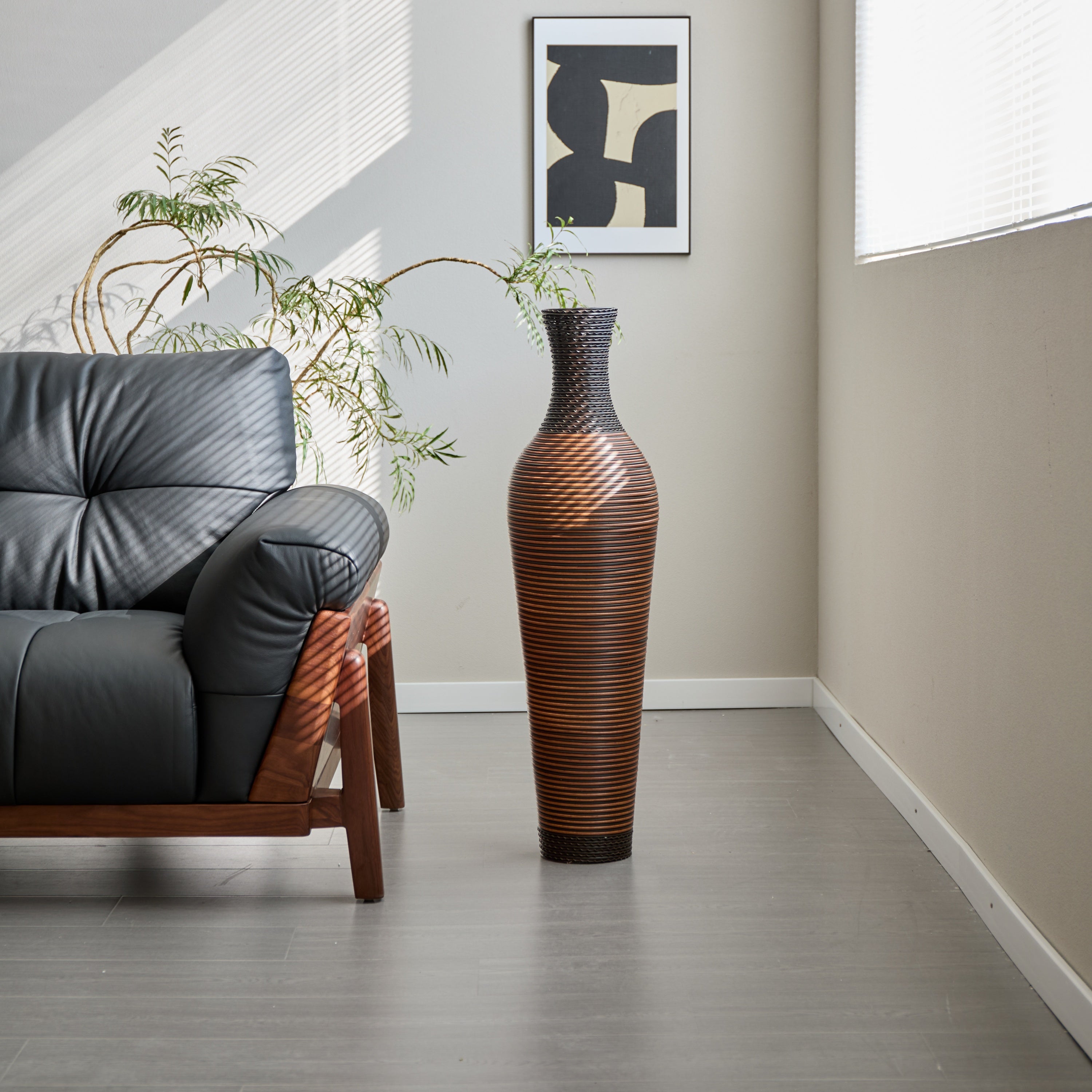 39' Tall Standing Designer Floor Vases with Elegant Two-Tone Dark Brown Finishes - Ideal for Decorating Living Rooms, Bedrooms, Entryways Perfect for Decorating Your Home