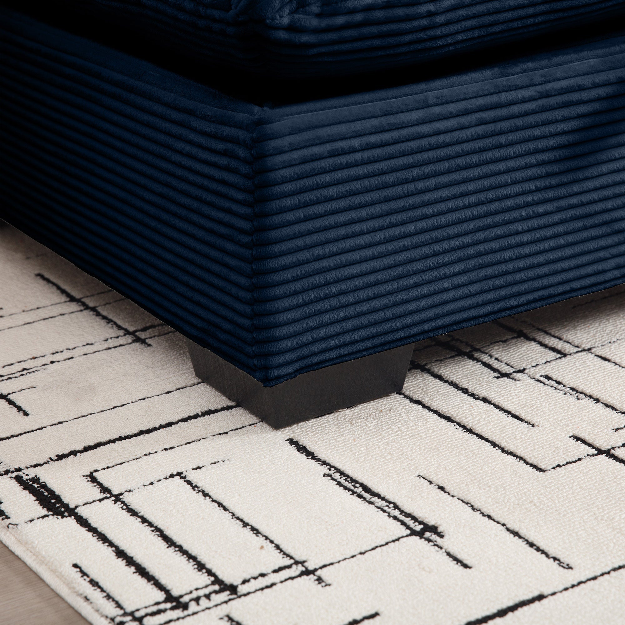 4 Seater Deep Seat Couches for Living Room, Comfy Blue Corduroy Sofas for Living Room Modern with 4 Waist Pillows